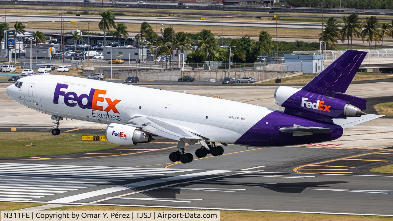 N311FE, 1975 McDonnell Douglas DC-10-30F C/N 46871, MD-10-30 landing on to rwy 8 in SJU...