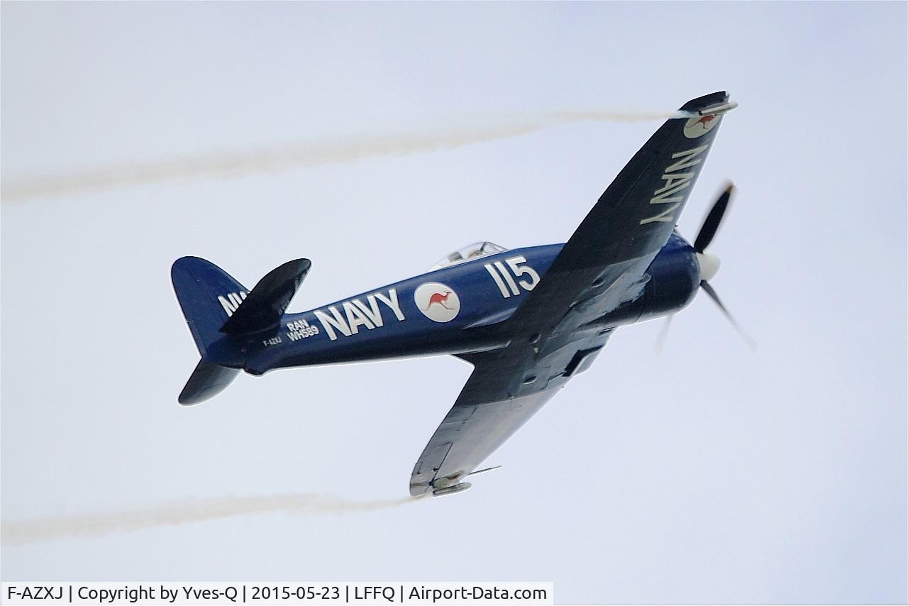 F-AZXJ, 1949 Hawker Sea Fury FB.11 C/N 37733, Hawker Sea Fury FB.11, On display, La Ferté-Alais Airfield (LFFQ) Air show 2015