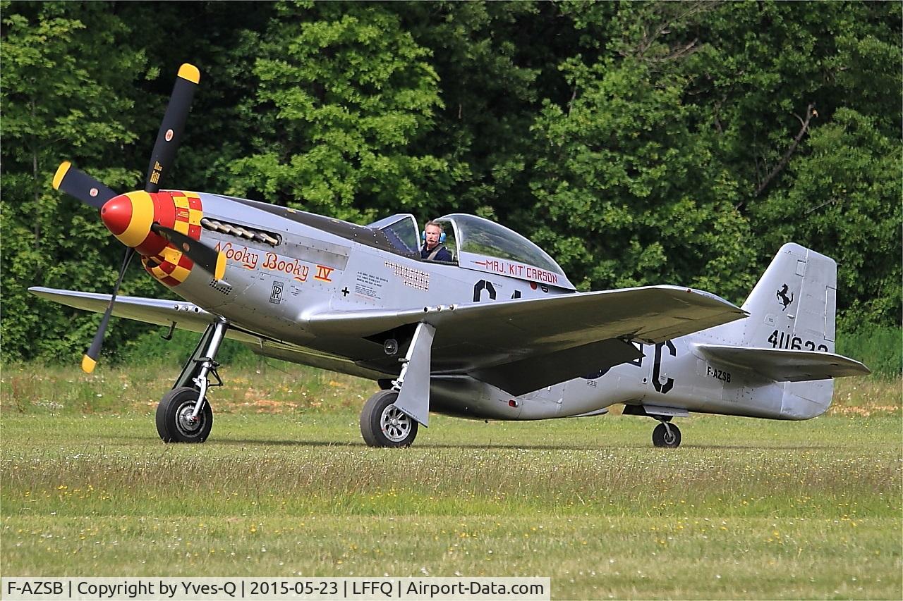 F-AZSB, 1944 North American P-51D Mustang C/N 122-40967, North American P-51D Mustang, Taxiing to parking area, La Ferté-Alais (LFFQ) Air show 2015