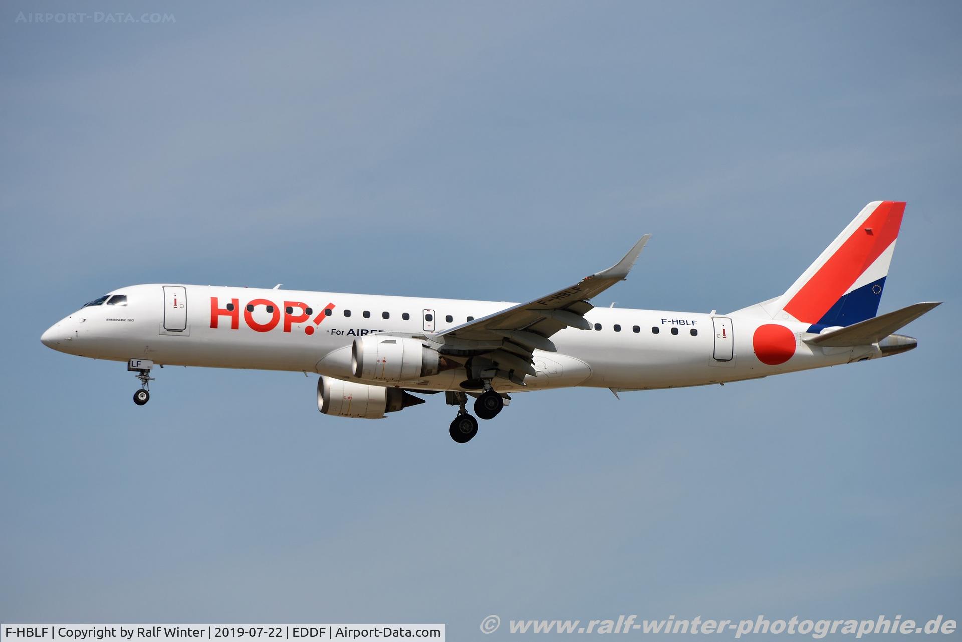 F-HBLF, 2008 Embraer 190AR (ERJ-190-100IGW) C/N 19000158, Embraer ERJ-190LR (190-100LR) - A5 HOP HOP! - 19000158 - F-HBLF - 22.07.2019 - FRA