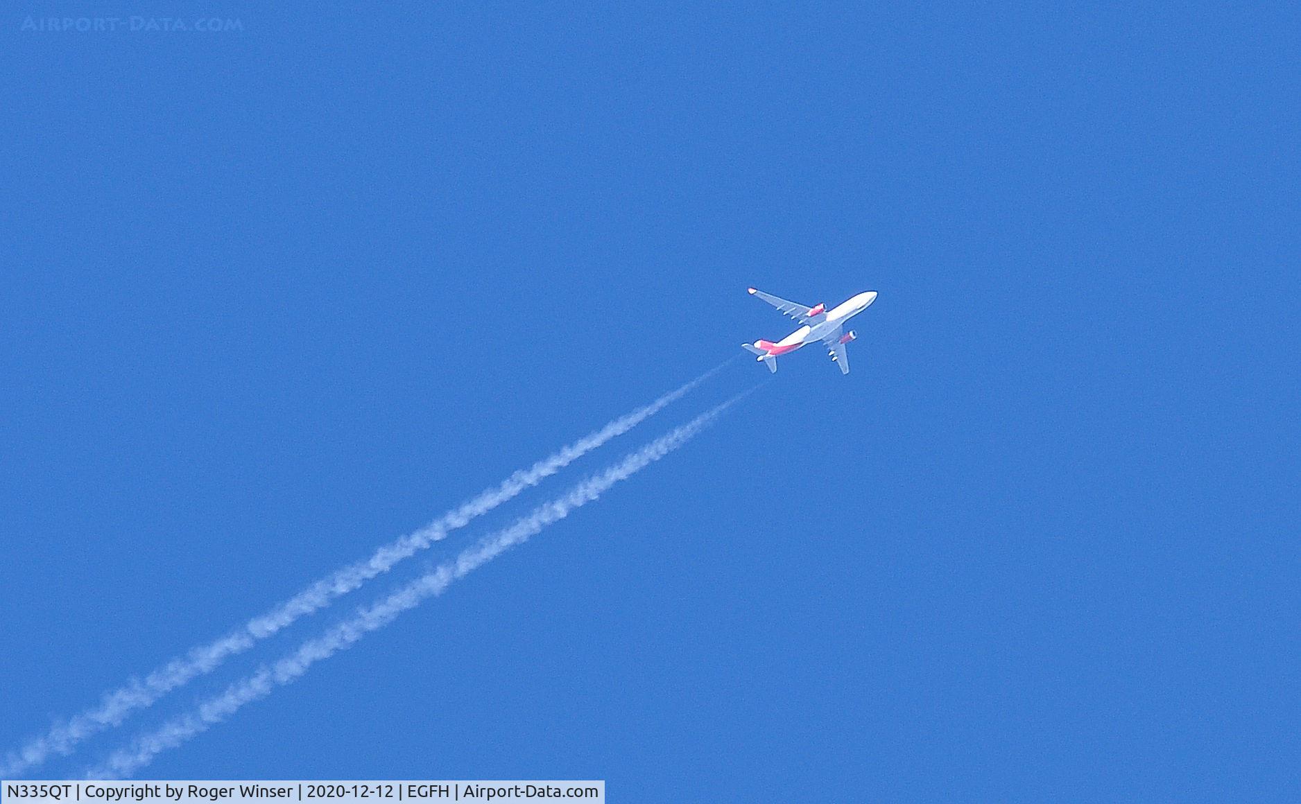 N335QT, 2014 Airbus A330-243F C/N 1534, Eastbound at 37000 feet over the airport. Operated by Avianca Cargo.
