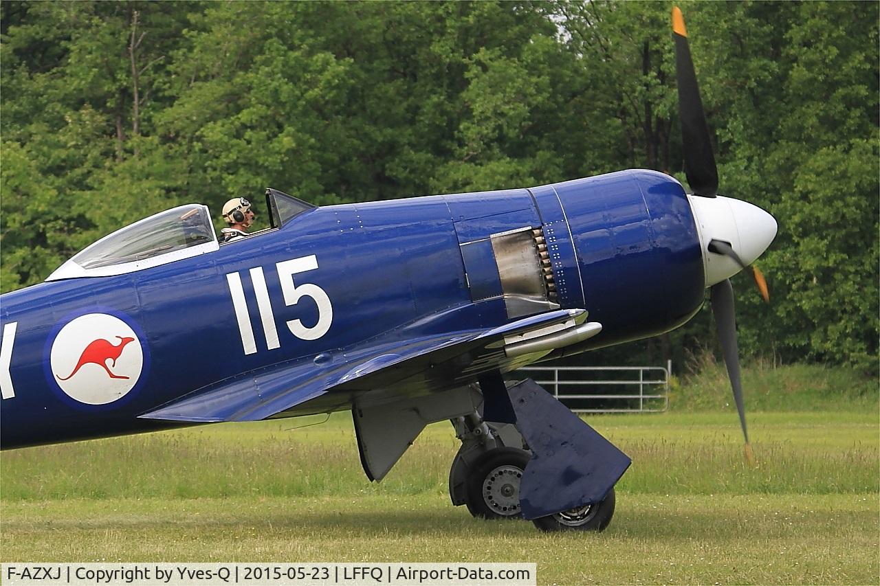 F-AZXJ, 1949 Hawker Sea Fury FB.11 C/N 37733, Hawker Sea Fury FB.11, Taxiing, La Ferté-Alais Airfield (LFFQ) Air show 2015