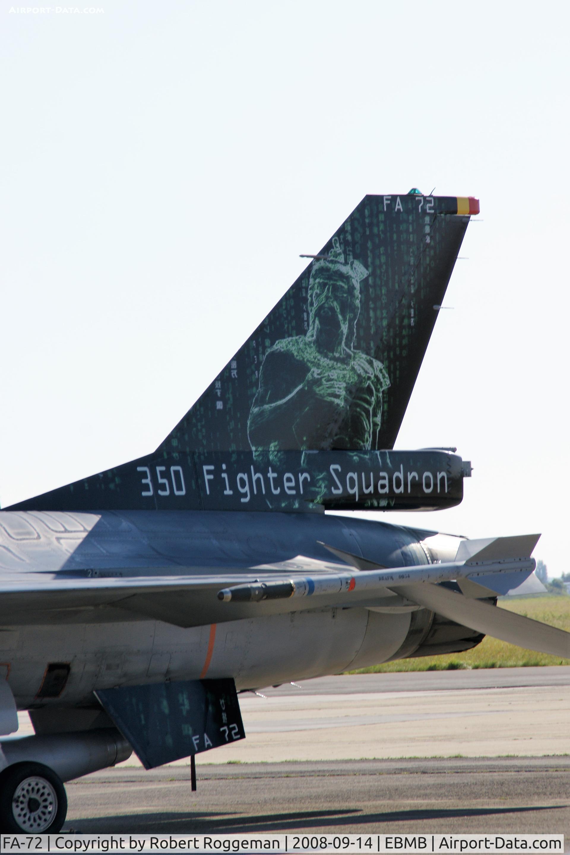 FA-72, 1980 SABCA F-16AM Fighting Falcon C/N 6H-72, 350 SQD AMB.MATRIX.