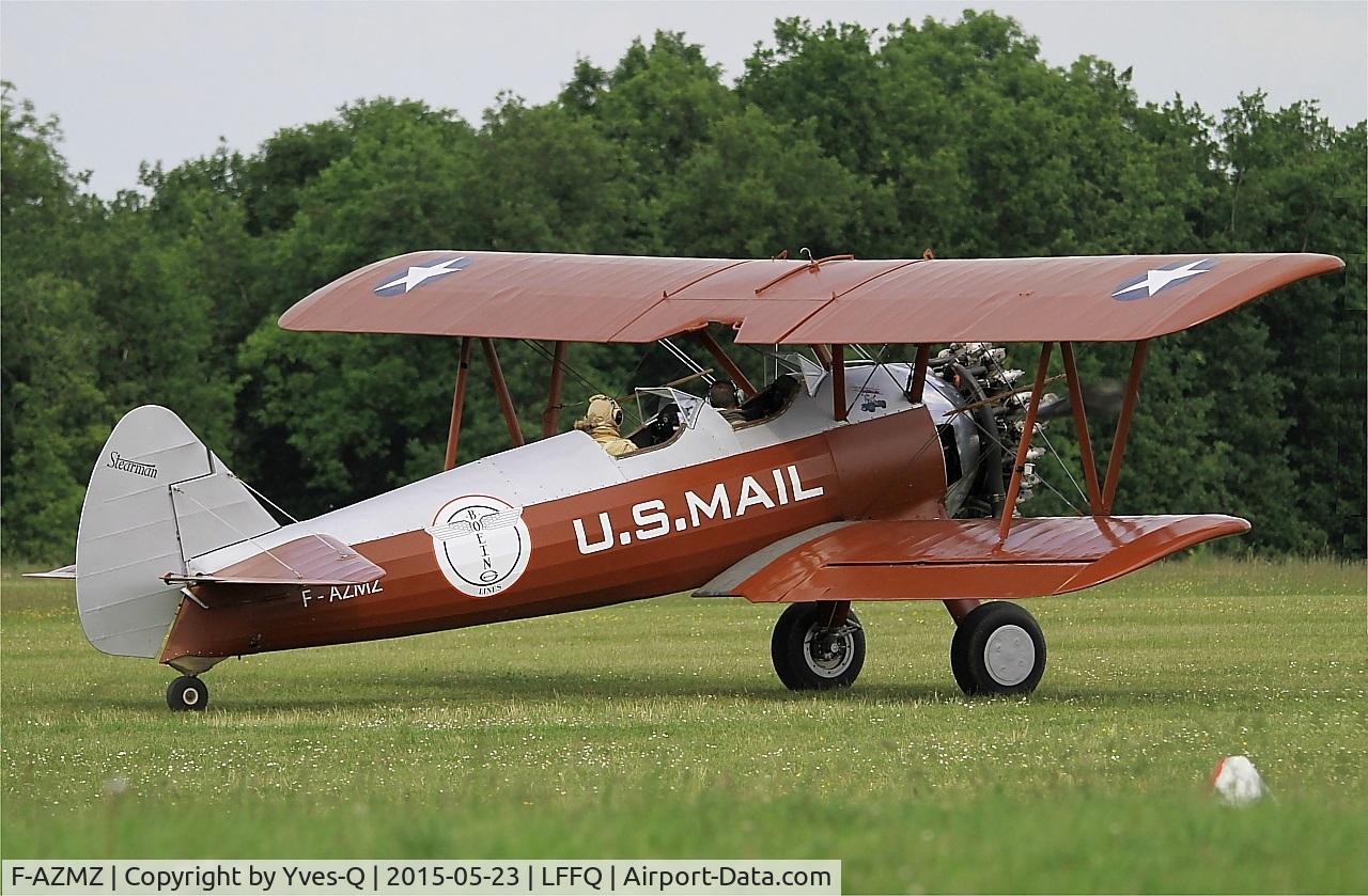 F-AZMZ, Boeing E75 C/N 75.SA.98, Boing Stearman E-75, Taxiing, La Ferté-Alais Airfield (LFFQ) Air show 2015