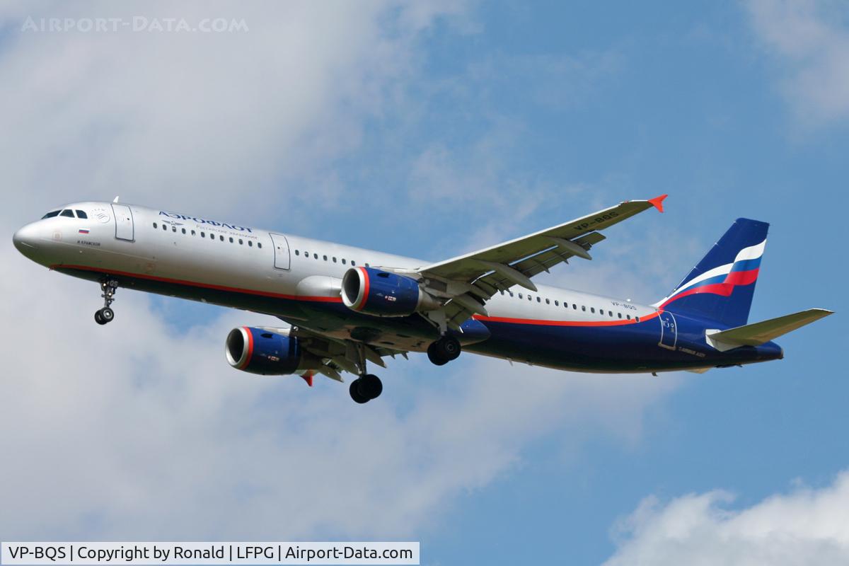 VP-BQS, 2006 Airbus A321-211 C/N 2912, at cdg