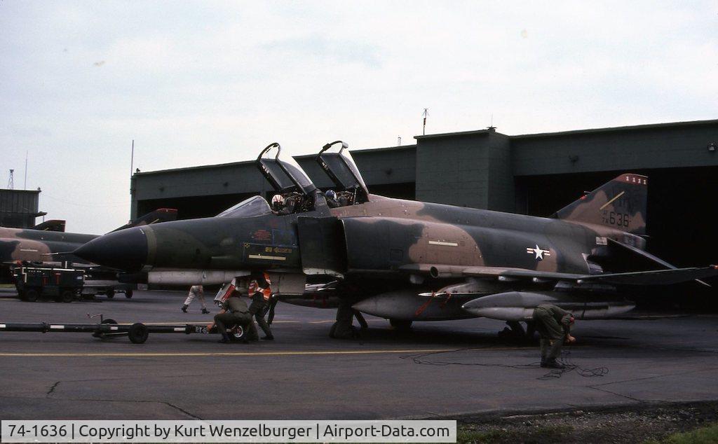 74-1636, 1974 McDonnell Douglas F-4E Phantom II C/N 4870, F-4E 74-1636 of the 496th TFS, 50th TFW, at Hahn AB, W. Germany in the early 80's