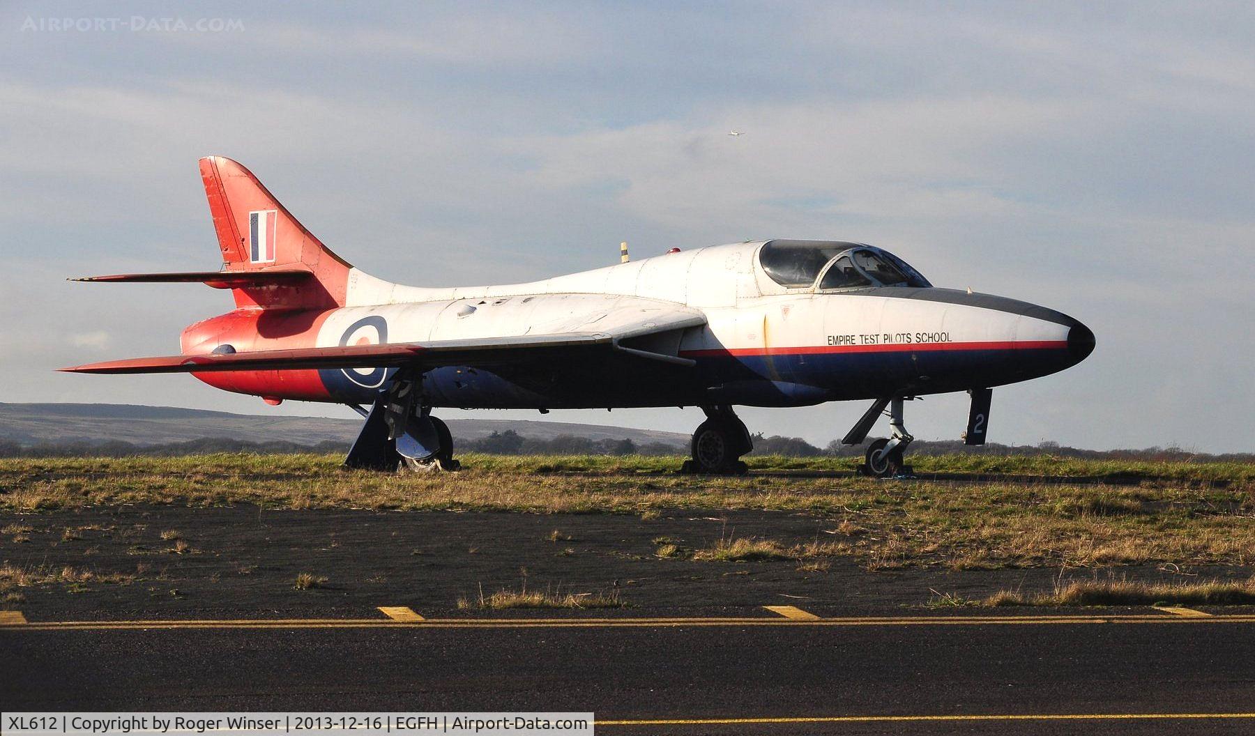 XL612, 1958 Hawker Hunter T.7 C/N 41H-695346, Swansea Airport gate guardian.
