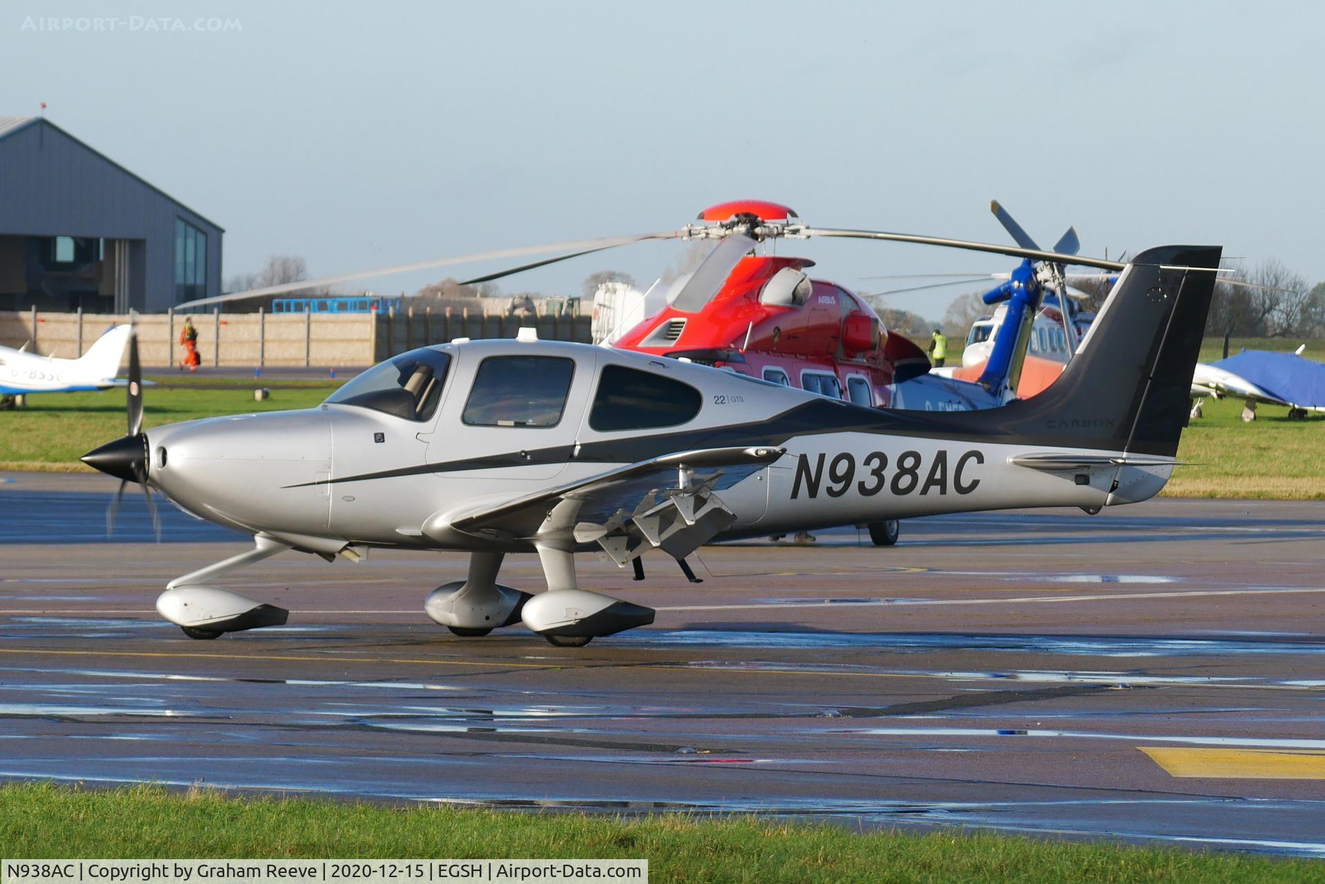 N938AC, 2014 Cirrus SR22 Carbon C/N 4146, Just landed at Norwich.