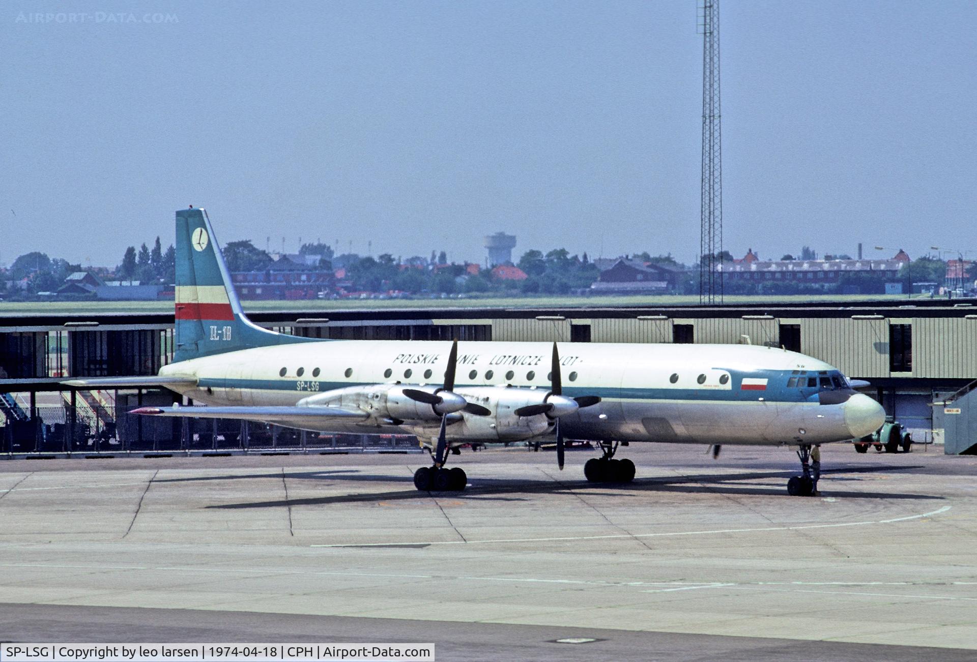 SP-LSG, 1965 Ilyushin Il-18E C/N 185008603, Copenhagen 18.4.74