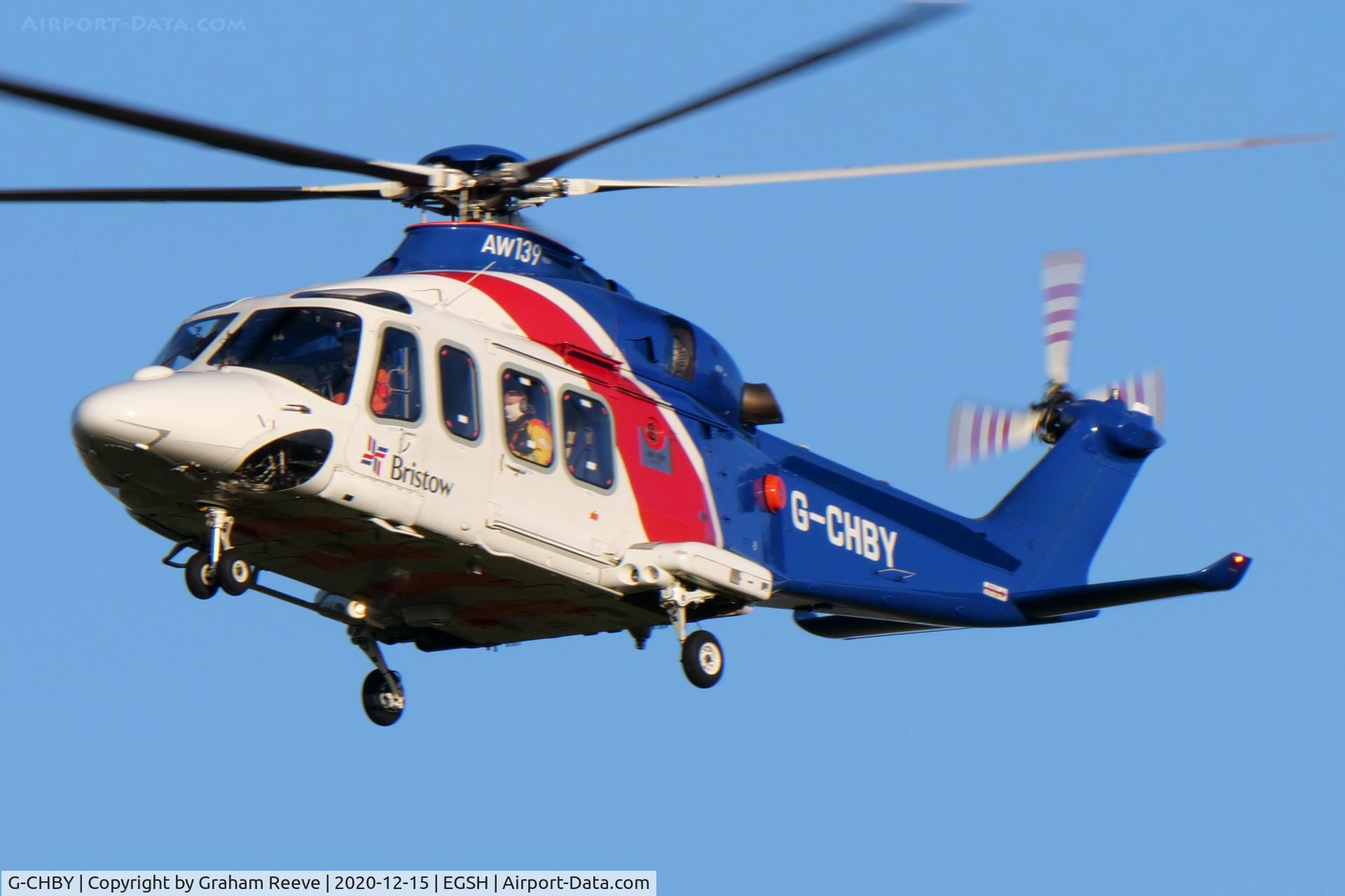 G-CHBY, 2010 AgustaWestland AW-139 C/N 31310, On approach to Norwich.