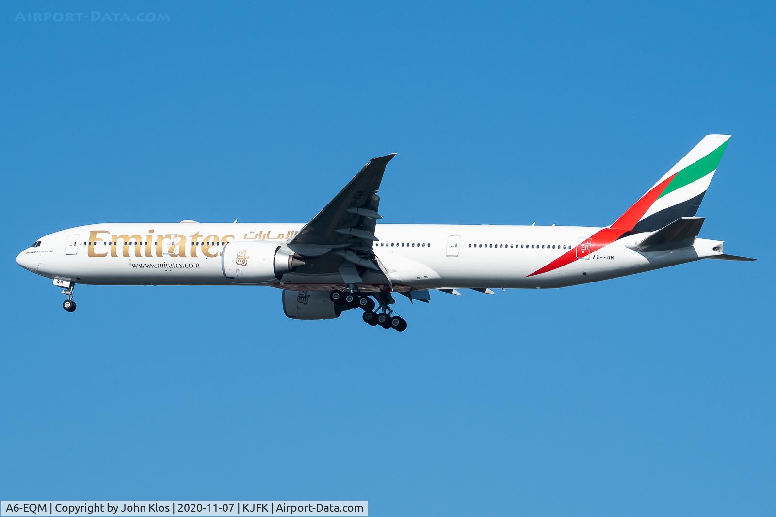 A6-EQM, 2018 Boeing 777-31H/ER C/N 42361, Arriving JFK 31R after a long journey.