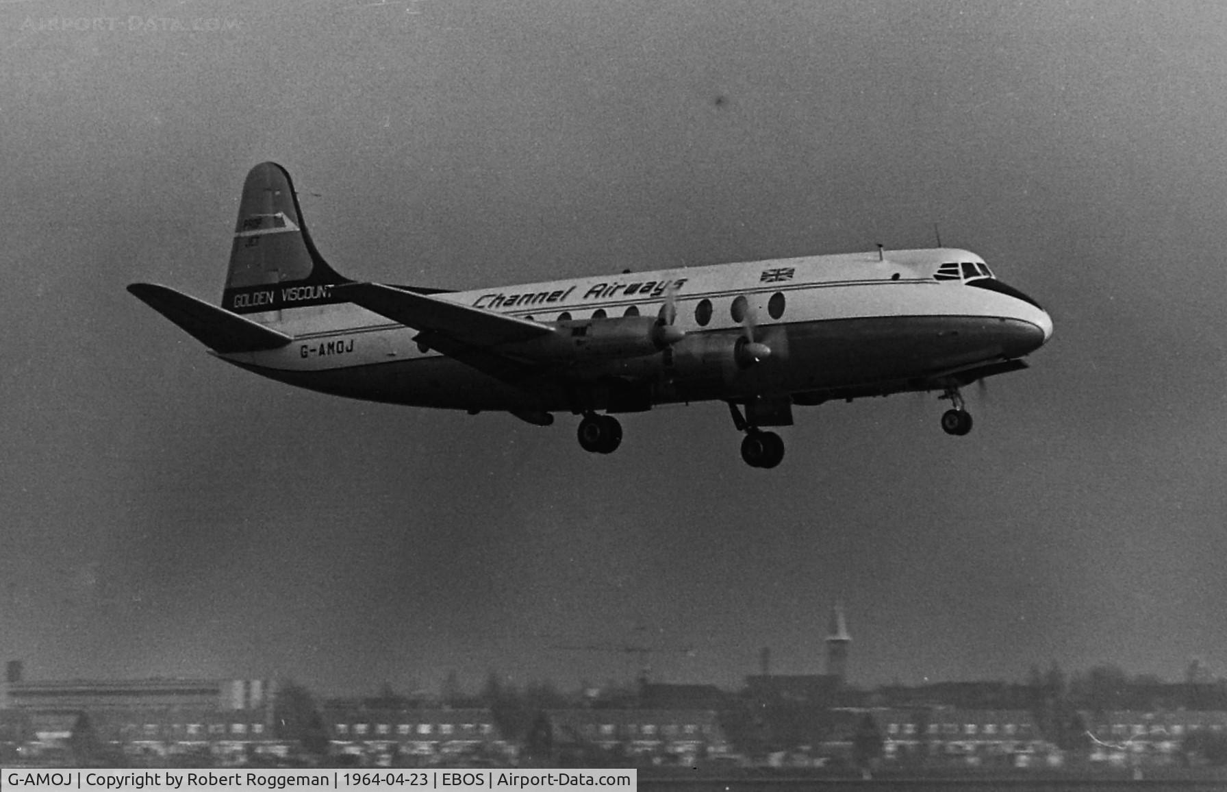 G-AMOJ, 1953 Vickers Viscount 701 C/N 23, 1964-04.CHANNEL AIRWAYS.GOLDEN VISCOUNT.