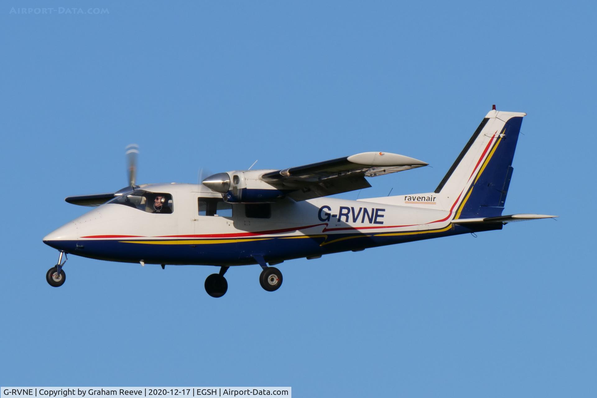 G-RVNE, 1977 Partenavia P-68B C/N 101, On approach to Norwich.