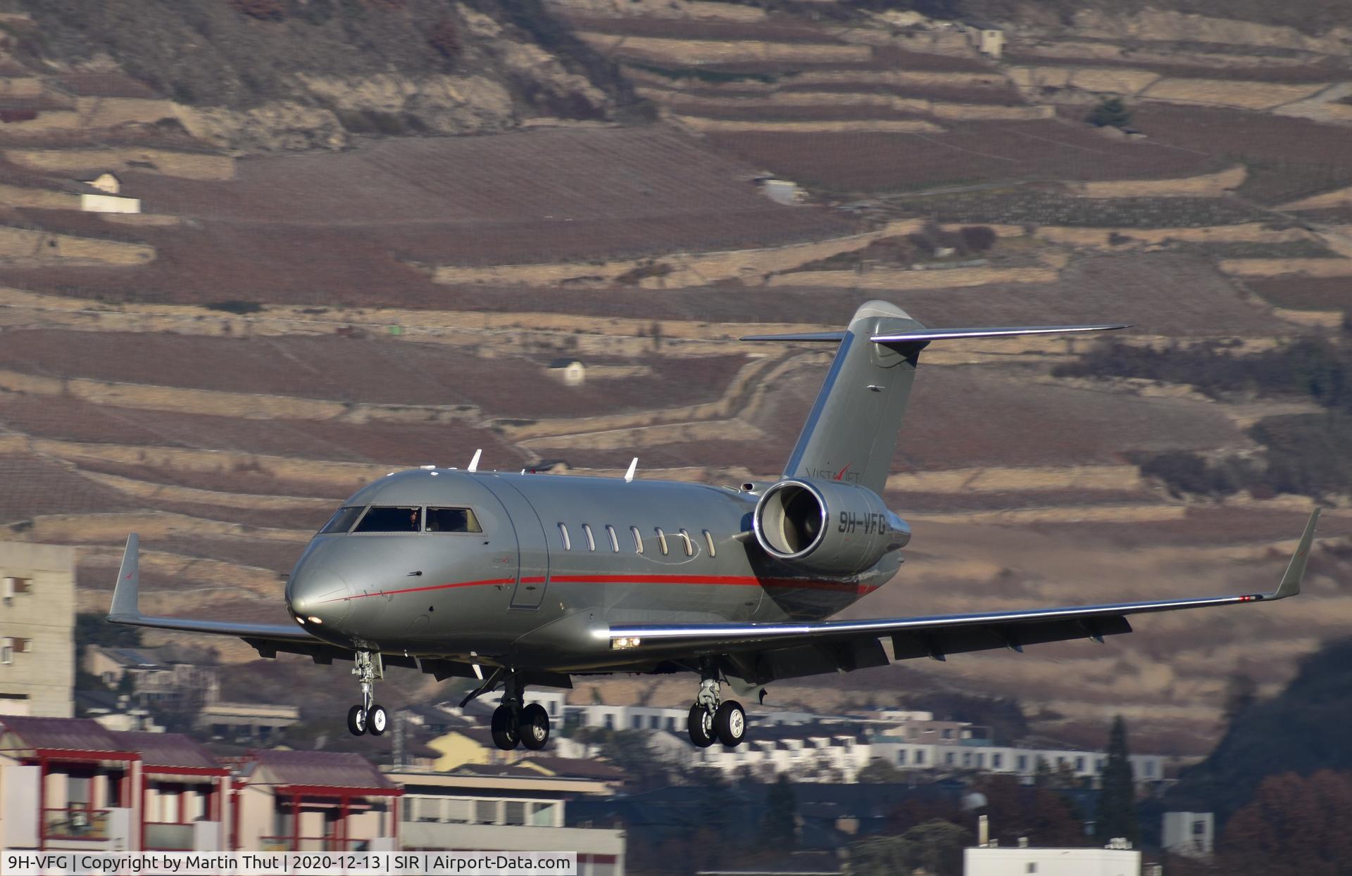 9H-VFG, 2014 Bombardier Challenger 605 (CL-600-2B16) C/N 5978, Vistajet landing at Sion Airport