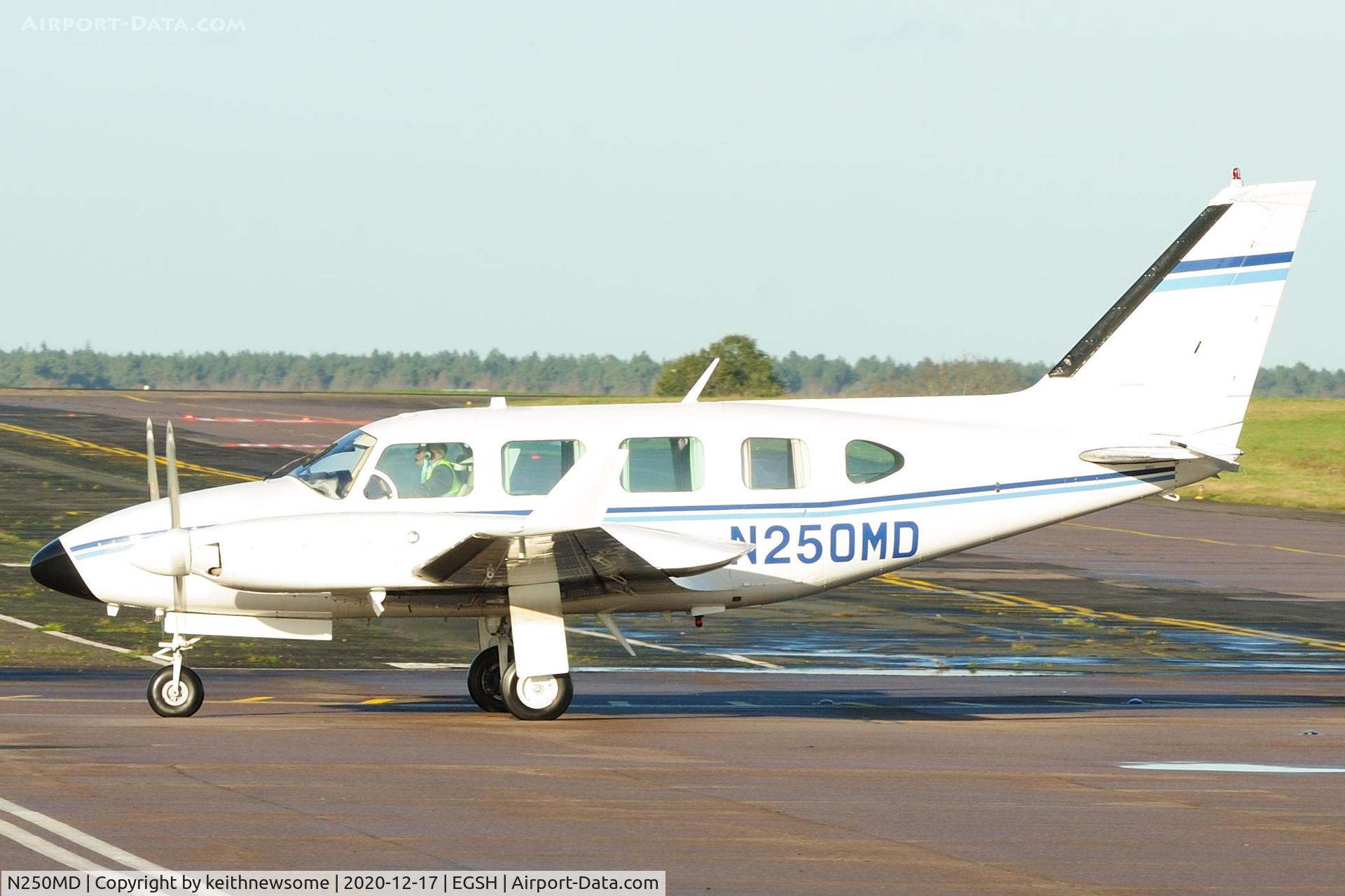 N250MD, 1971 Piper PA-31 Navajo C/N 31-742, Arriving at Norwich from Biggin Hill.
