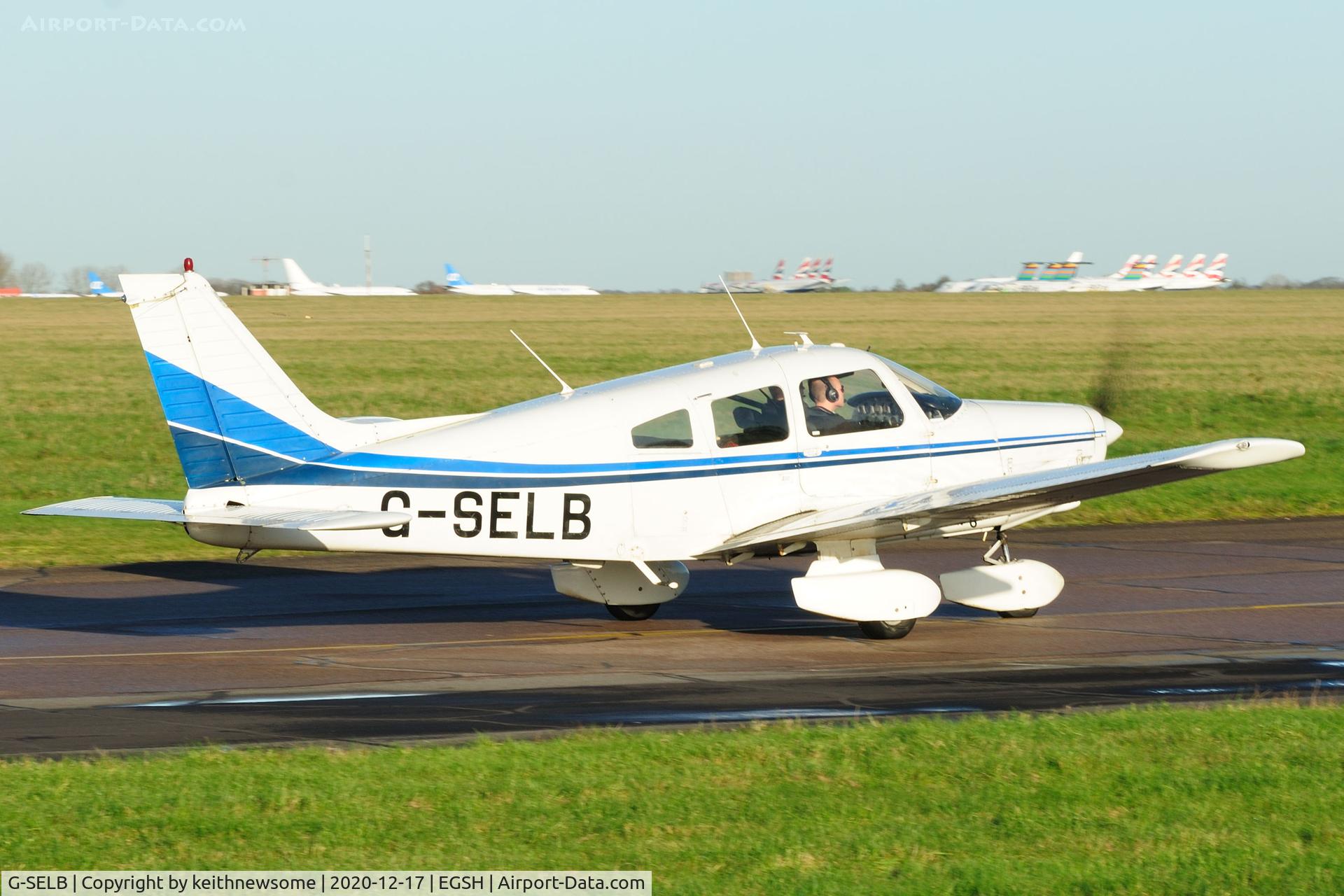 G-SELB, 1978 Piper PA-28-161 Cherokee Warrior II C/N 28-7816599, Leaving Norwich.