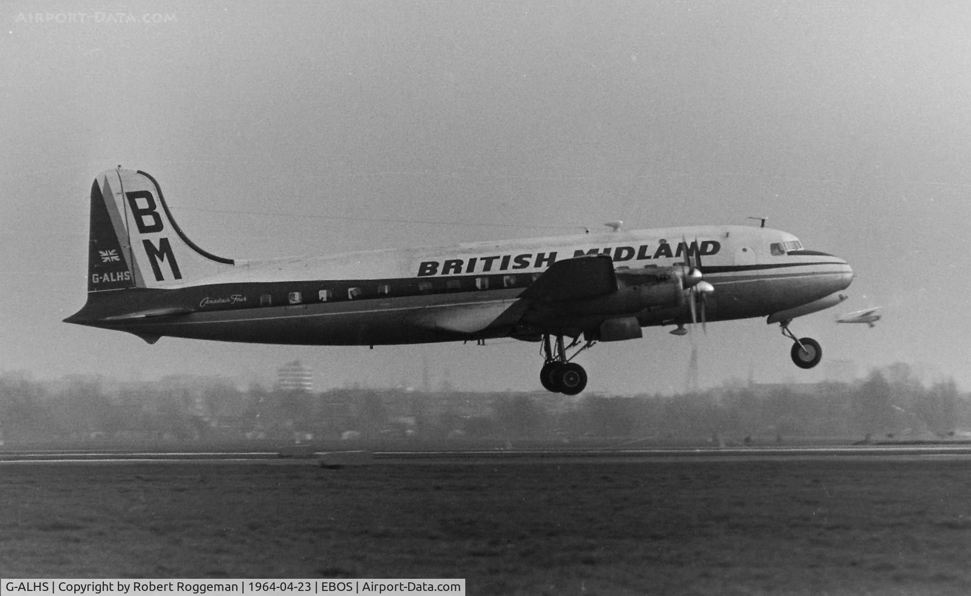 G-ALHS, 1948 Canadair C-4 (DC-4M-2) Argonaut C/N 164, 1964-04.BRITISH MIDLAND.