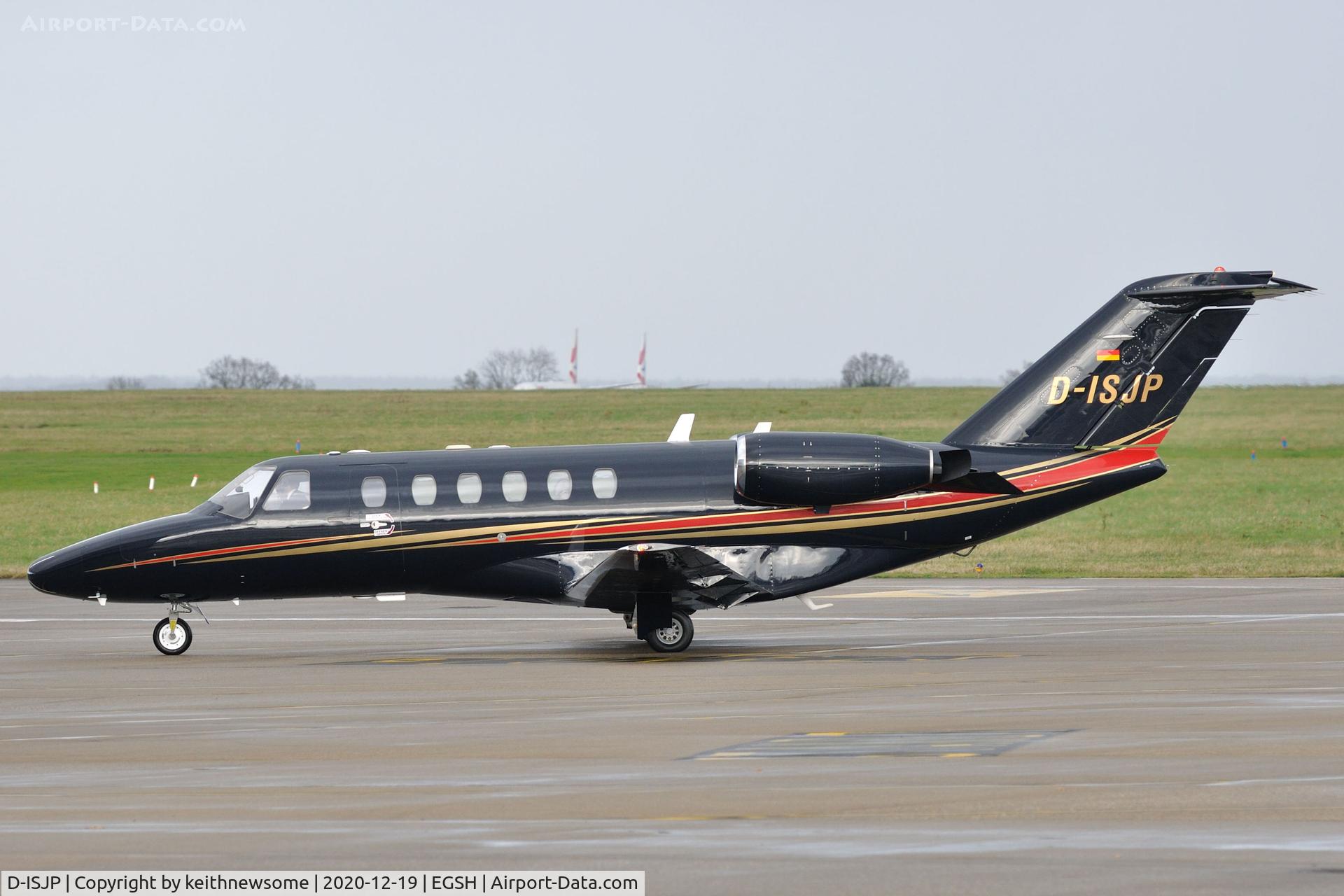 D-ISJP, 2001 Cessna 525A Citationjet CJ2 C/N 525A-0030, Arriving at Norwich from Dusseldorf.