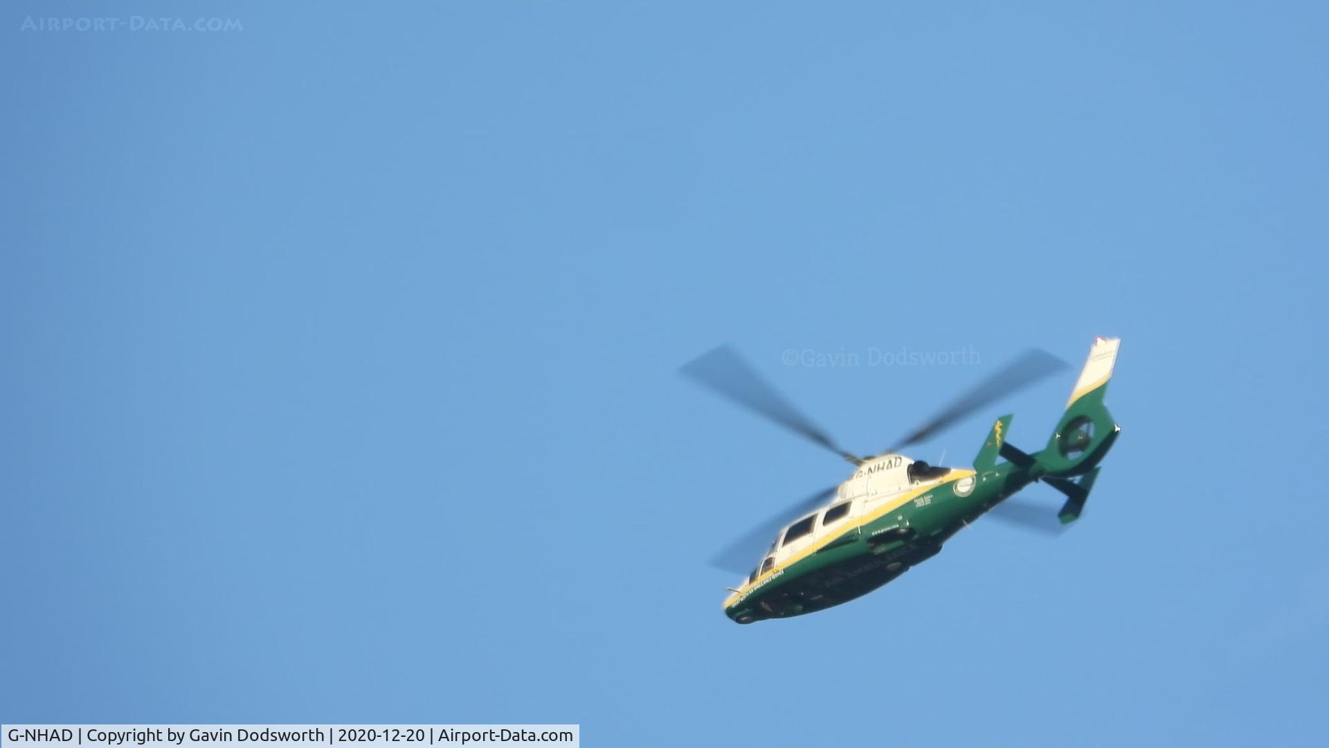 G-NHAD, 2015 Airbus Helicopters AS-365N-3+ Dauphin C/N 6979, G-NHAD heading west over Darlington on Sunday 20th December 2020