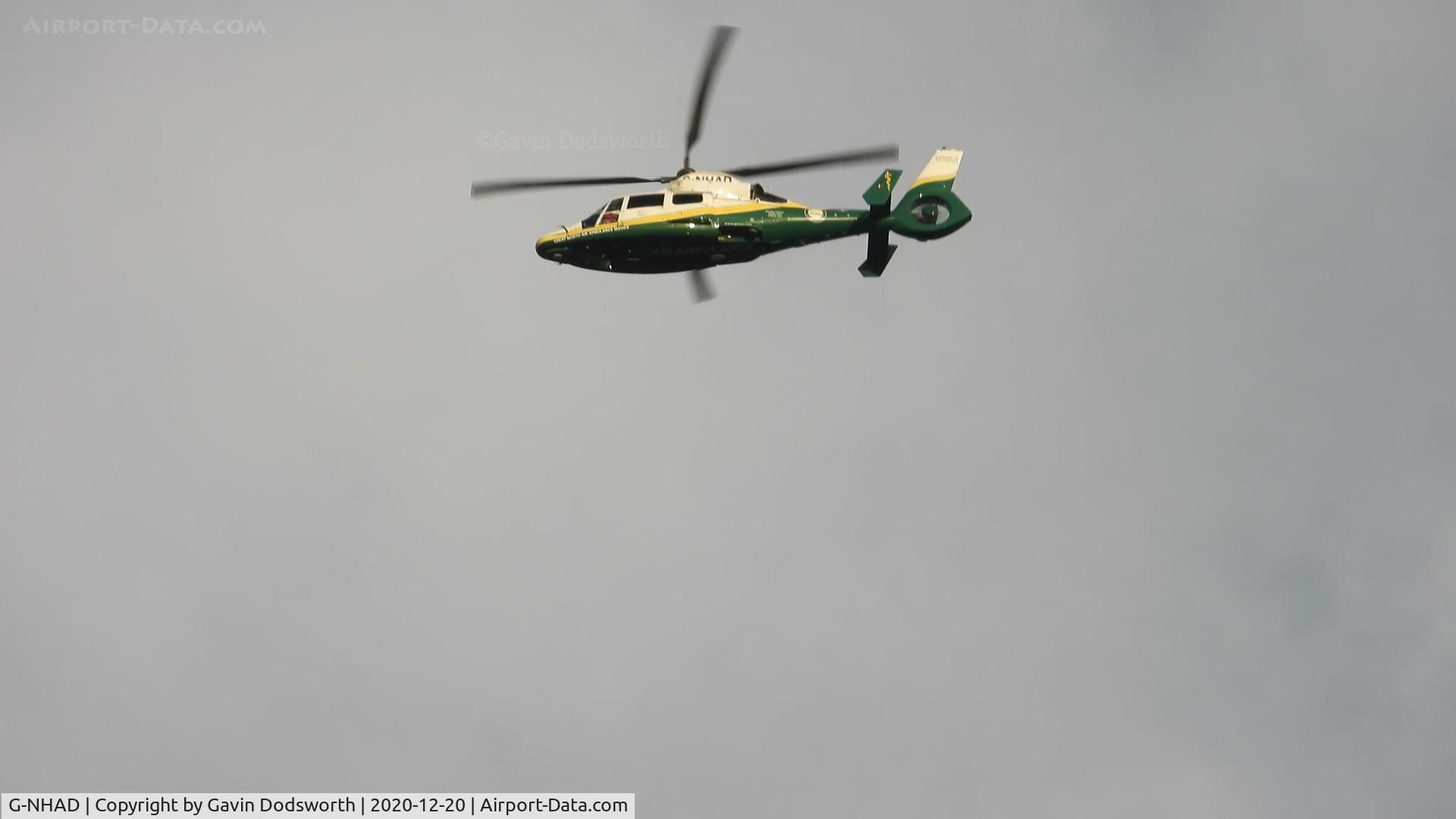 G-NHAD, 2015 Airbus Helicopters AS-365N-3+ Dauphin C/N 6979, G-NHAD heading west over Darlington on Sunday 20th December 2020