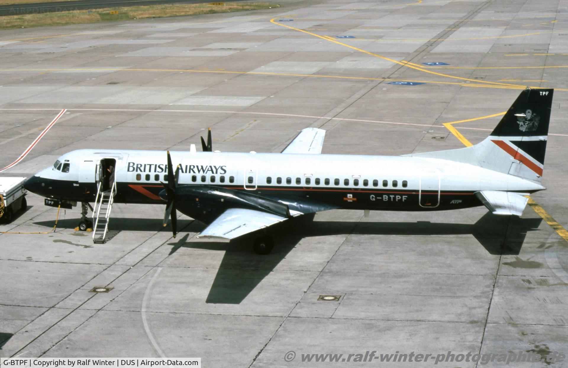 G-BTPF, 1989 British Aerospace ATP C/N 2013, British Aerospace BAe ATP - BA BAW British Airways 'Strathearn' - 2013 - G-BTPF - 1994 - DUS