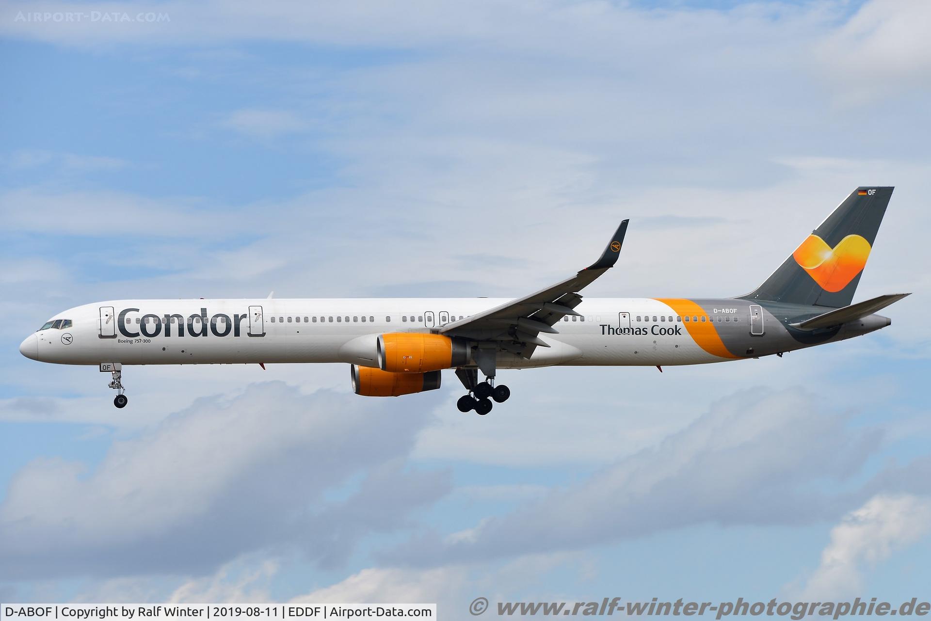 D-ABOF, 1999 Boeing 757-330 C/N 29013, Boeing 757-330(W) - DE CFG Condor - 29013 - D-ABOF - 11.08.2019 - FRA