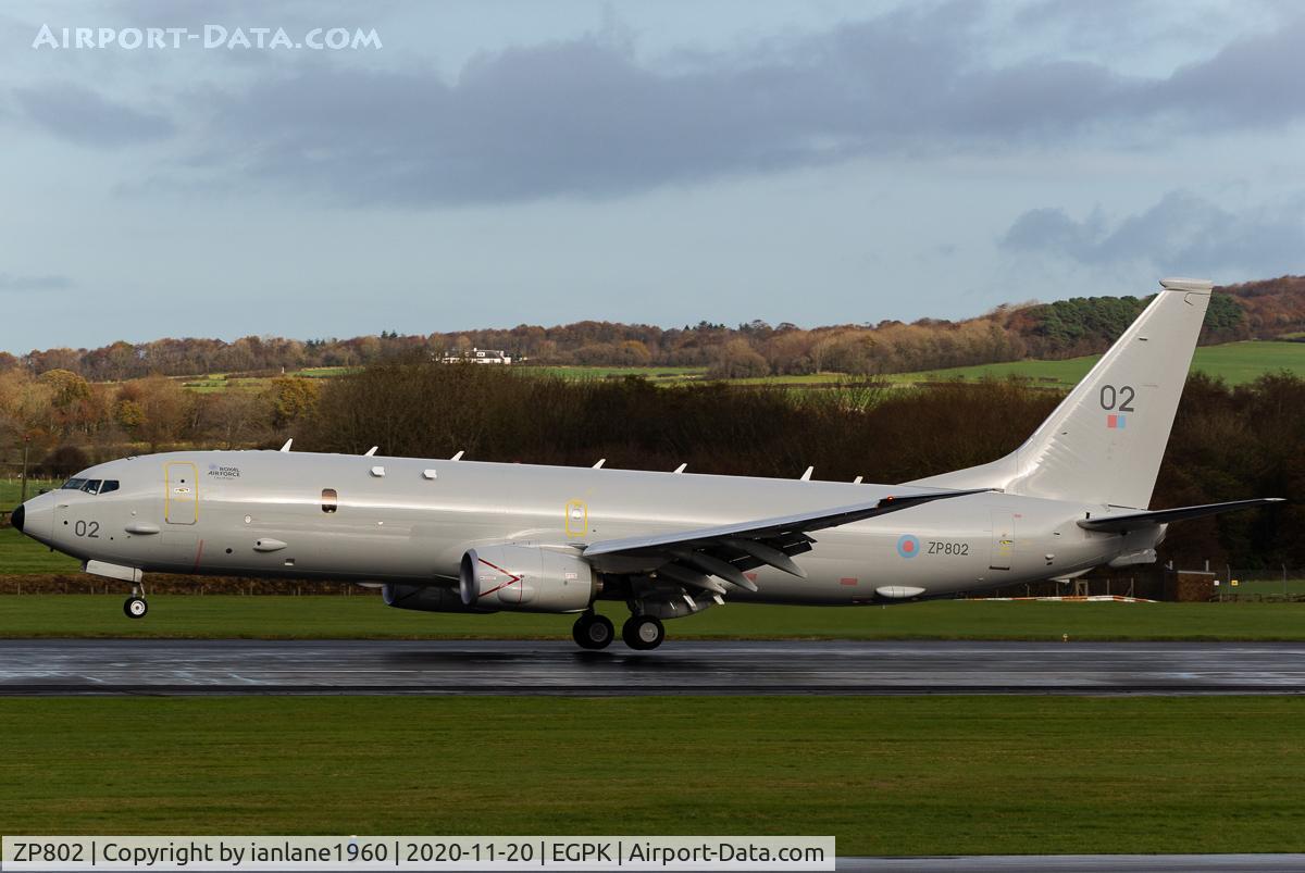 ZP802, 2019 Boeing P-8A Poseidon MRA.1 C/N 64176, Circuits at Prestwick