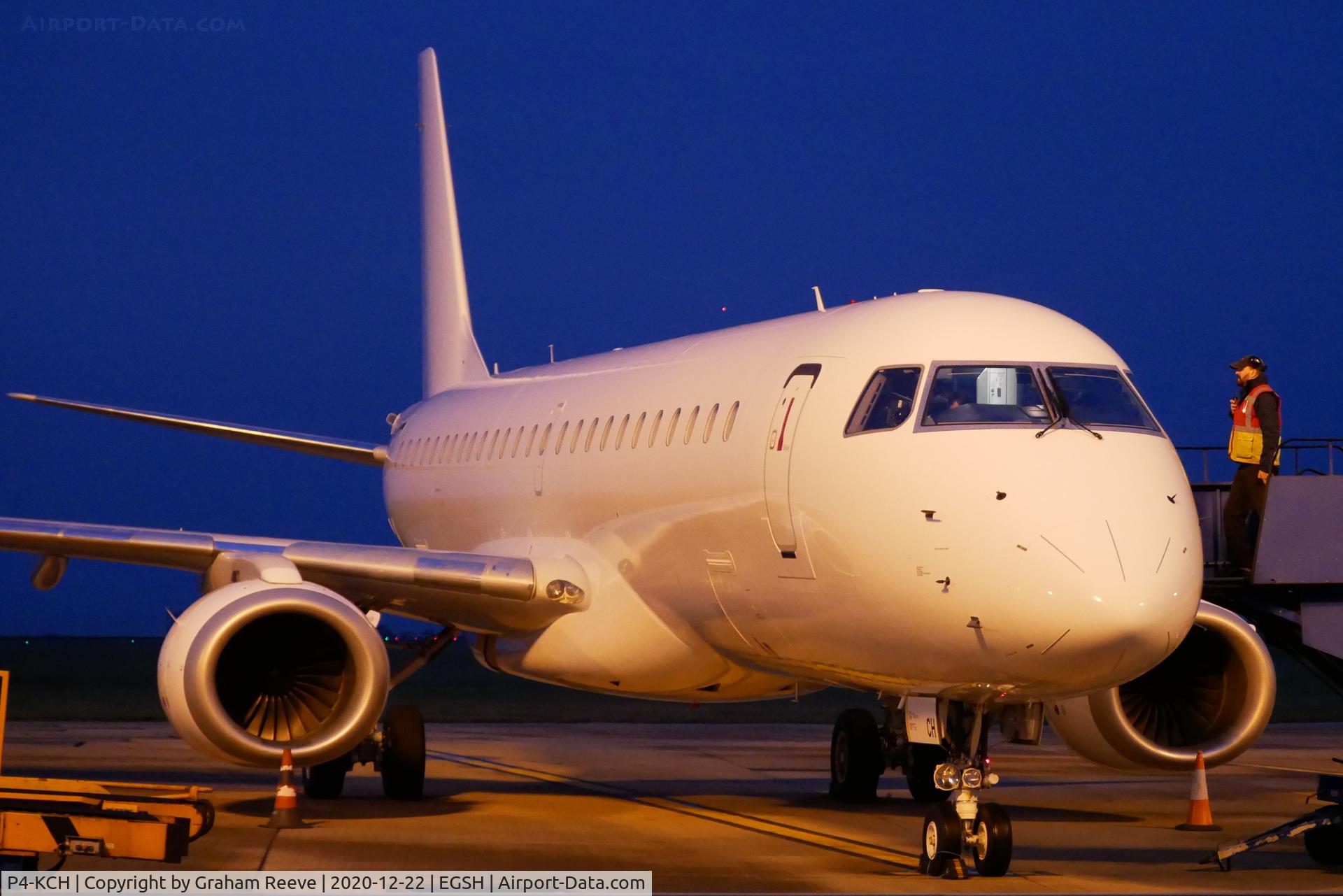 P4-KCH, 2012 Embraer 190LR (ERJ-190-100LR) C/N 19000547, On stand at Norwich.
