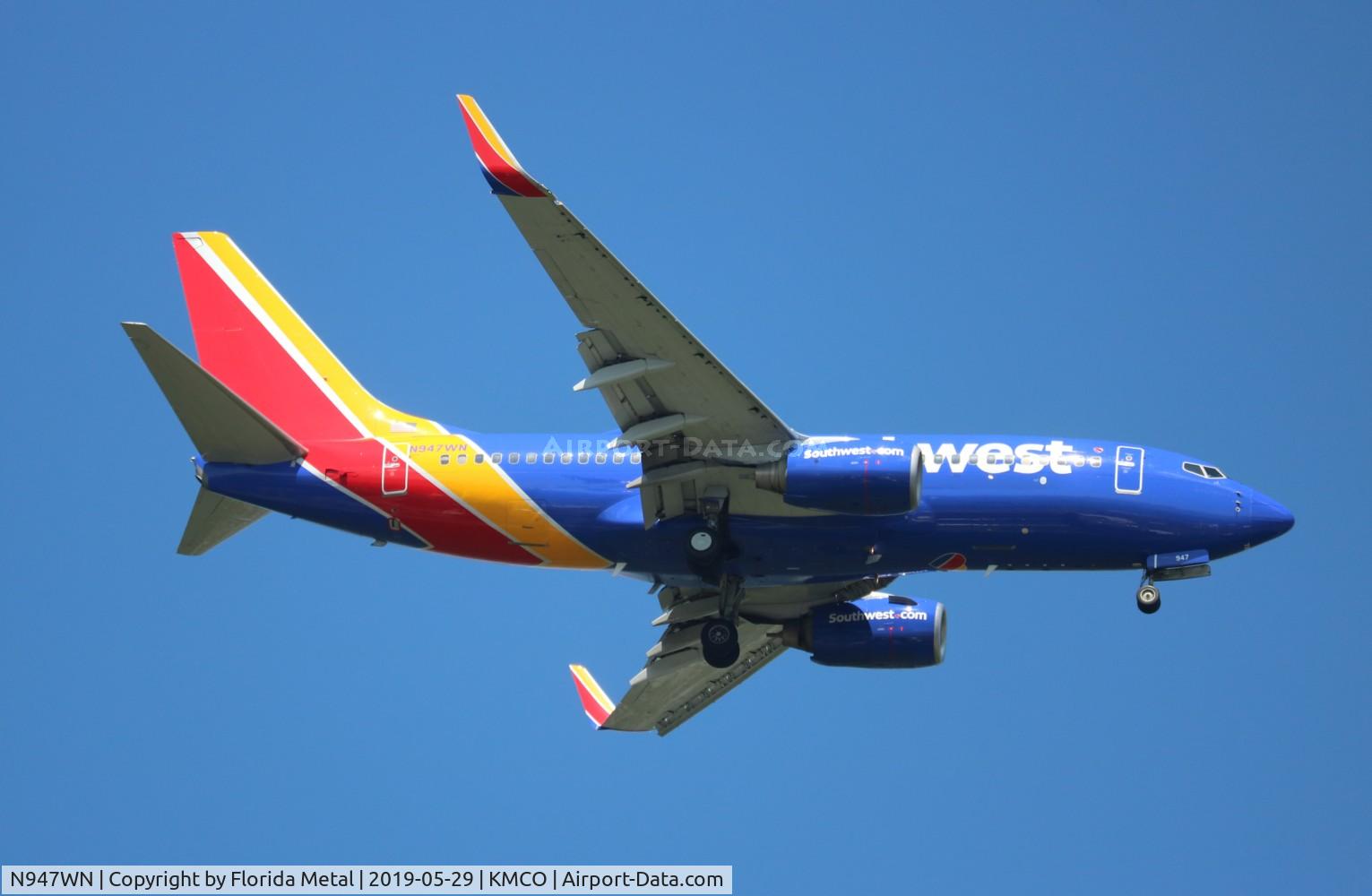 N947WN, 2010 Boeing 737-7H4 C/N 36924, MCO spotting 2019