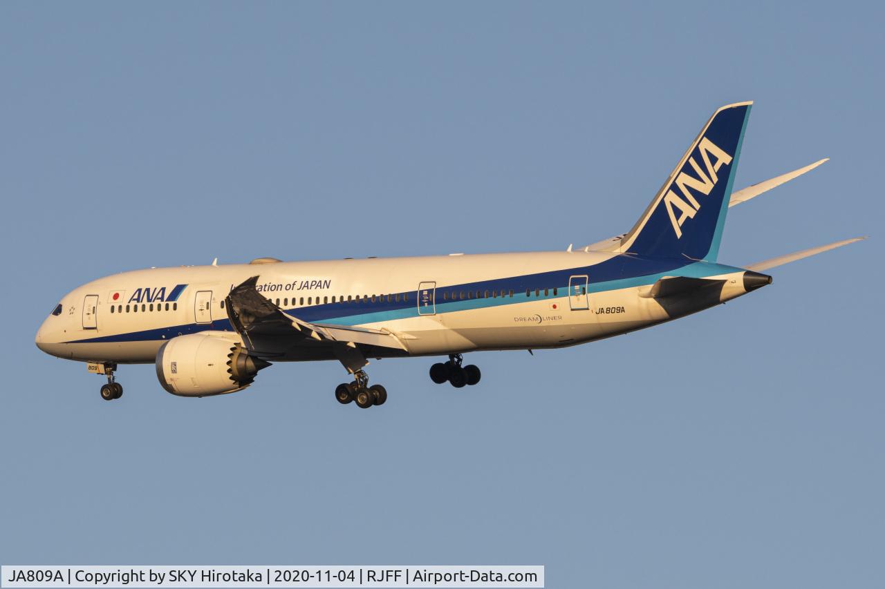 JA809A, 2012 Boeing 787-8 Dreamliner C/N 34494, Approaching Fukuoka Airport Japan