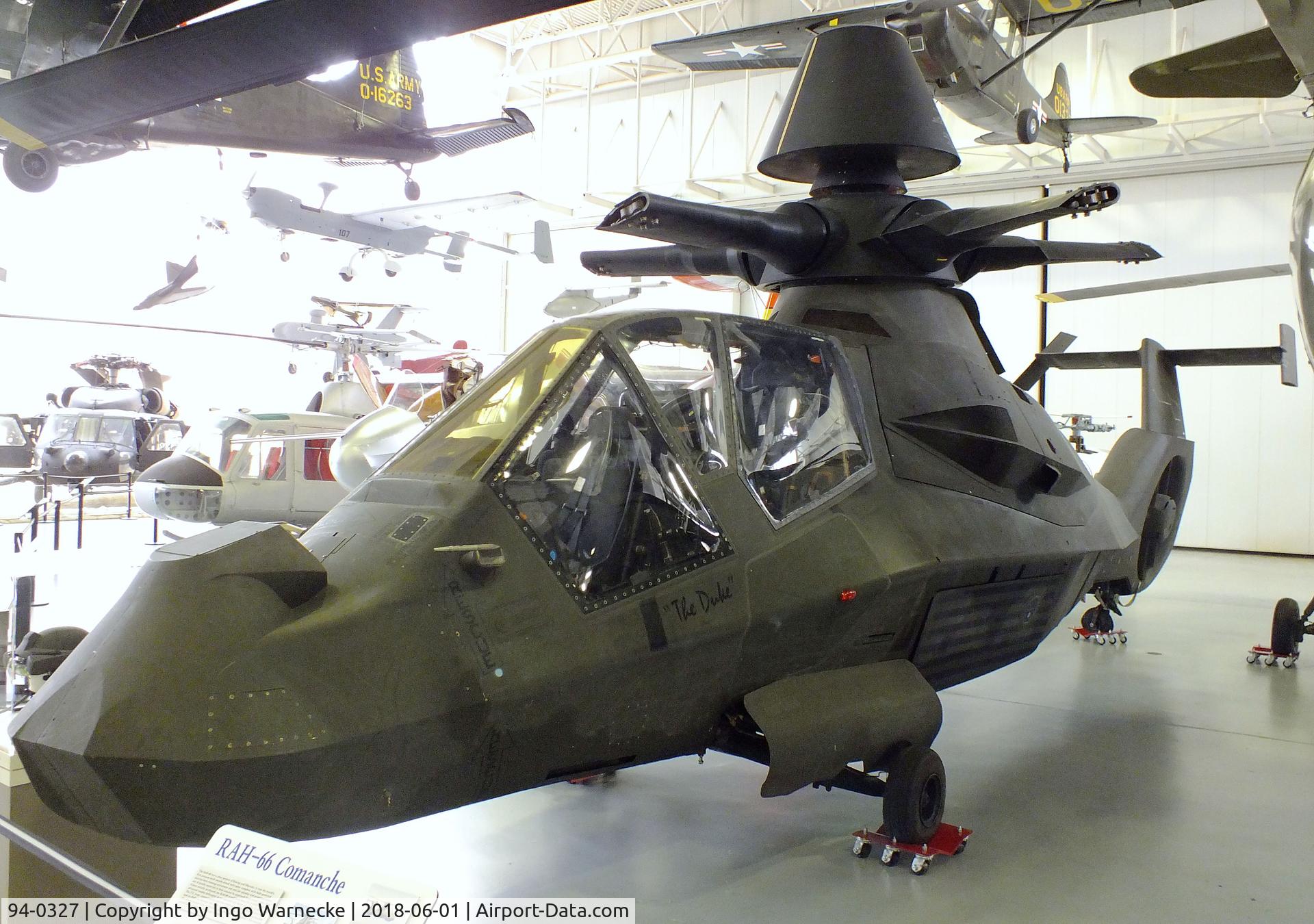 94-0327, 1995 Boeing-Sikorsky RAH-66A Comanche C/N 66-001, Boeing-Sikorsky YRAH-66A Comanche first prototype (minus rotor blades) at the US Army Aviation Museum, Ft. Rucker