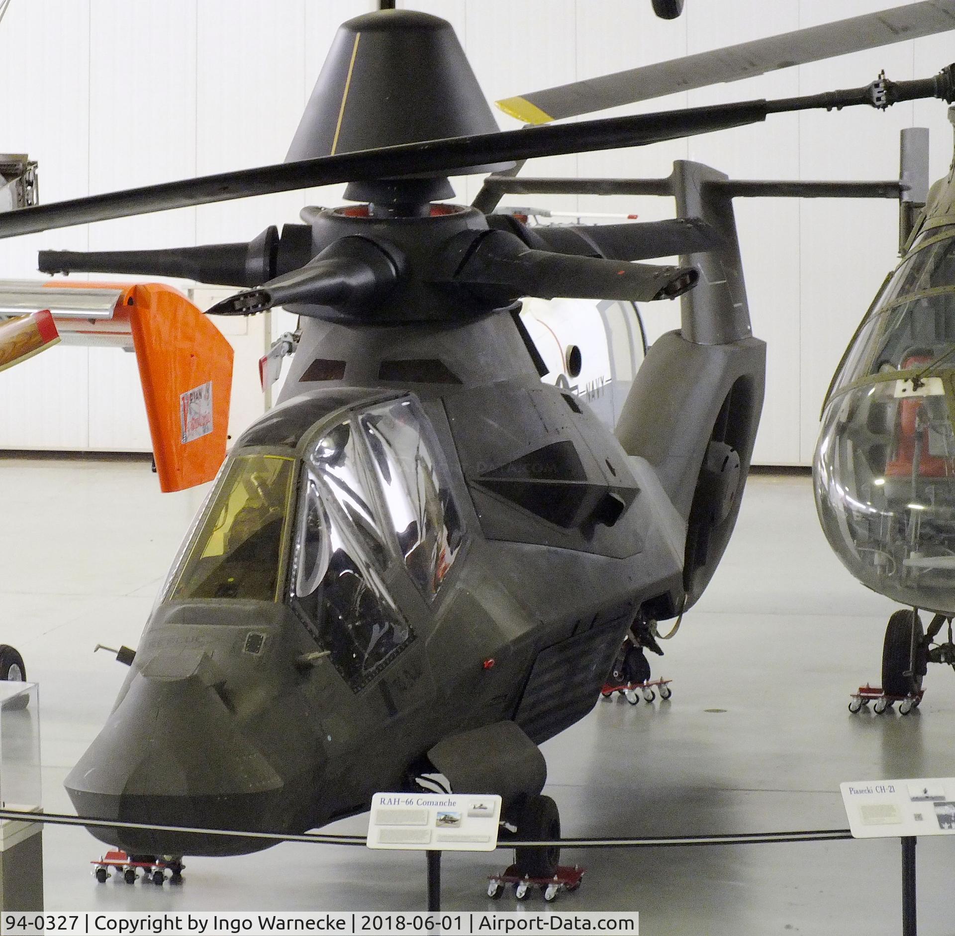 94-0327, 1995 Boeing-Sikorsky RAH-66A Comanche C/N 66-001, Boeing-Sikorsky YRAH-66A Comanche first prototype (minus rotor blades) at the US Army Aviation Museum, Ft. Rucker