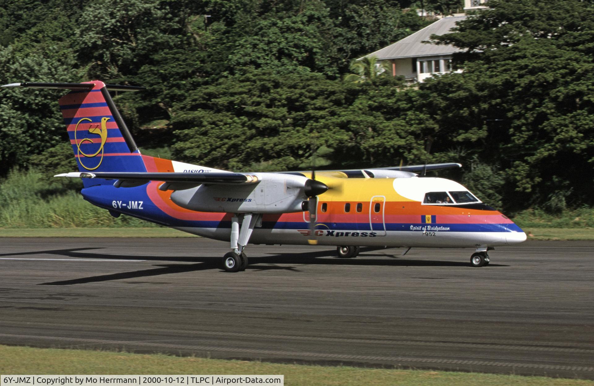 6Y-JMZ, 1988 De Havilland Canada DHC-8-102 Dash 8 C/N 110, taken at St. Lucia. EC Xpress had a short life only.