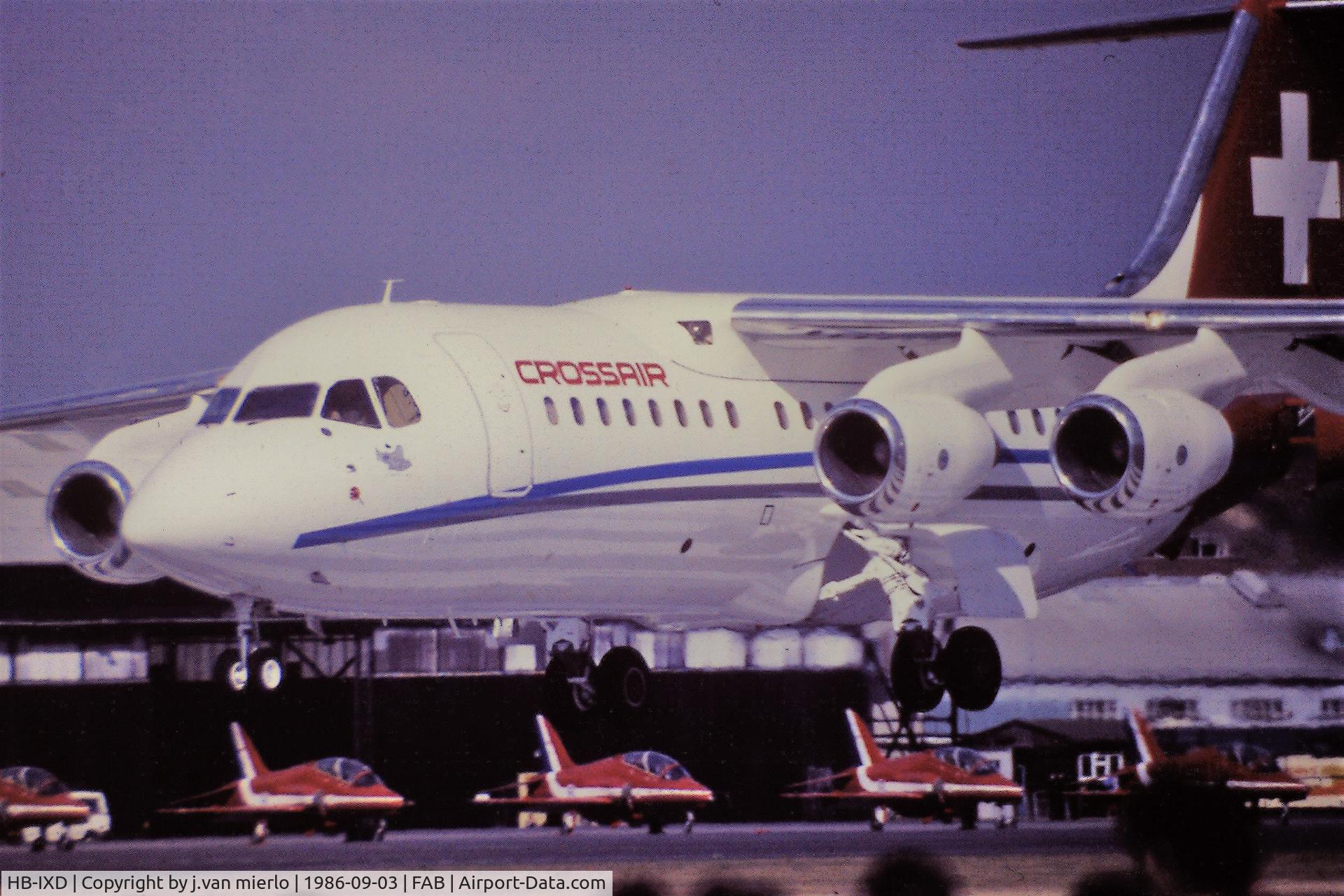 HB-IXD, 1987 British Aerospace BAe.146-200A C/N E2073, scan from slide
