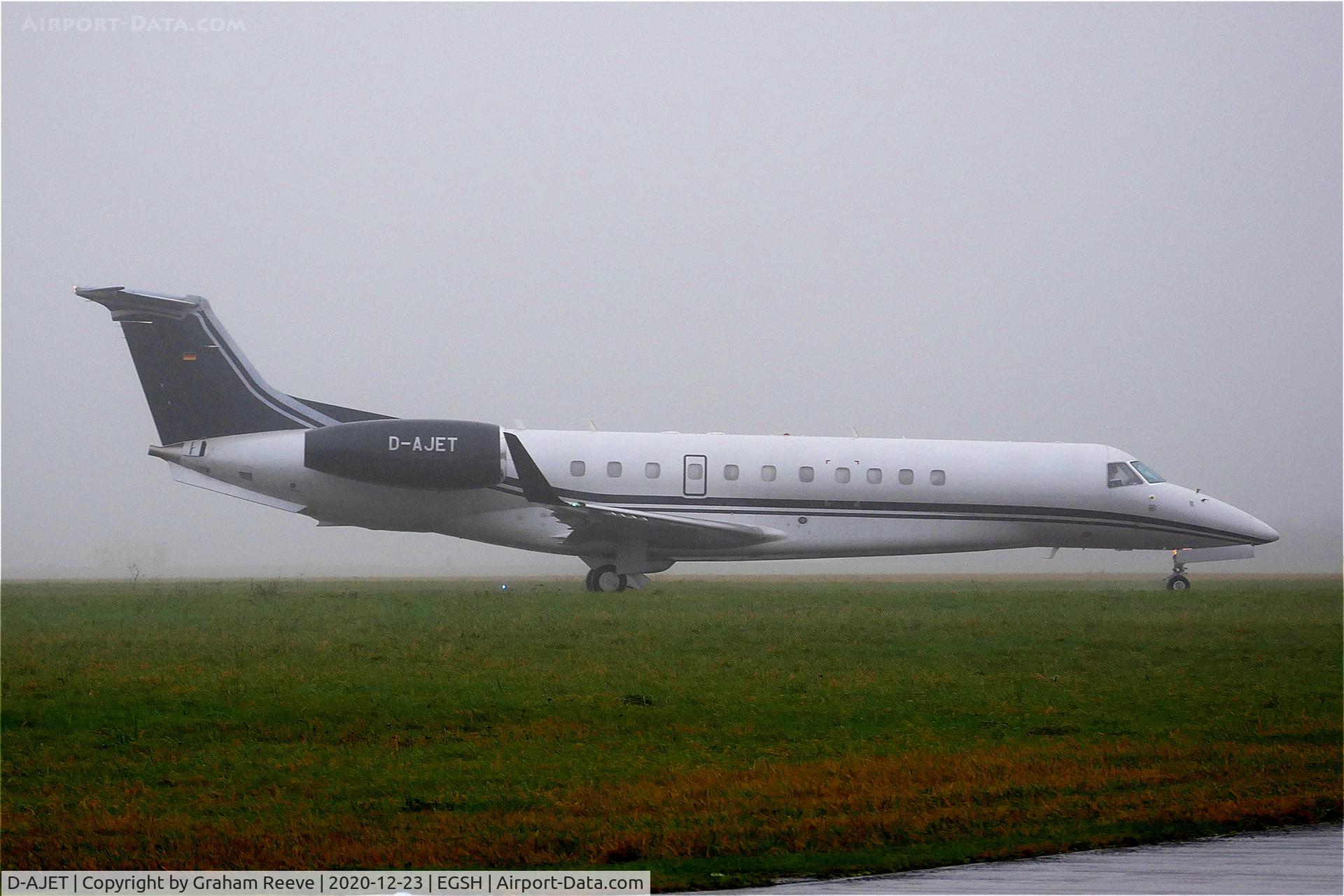 D-AJET, 2017 Embraer EMB-135BJ Legacy 650E C/N 14501227, Just landed at Norwich.