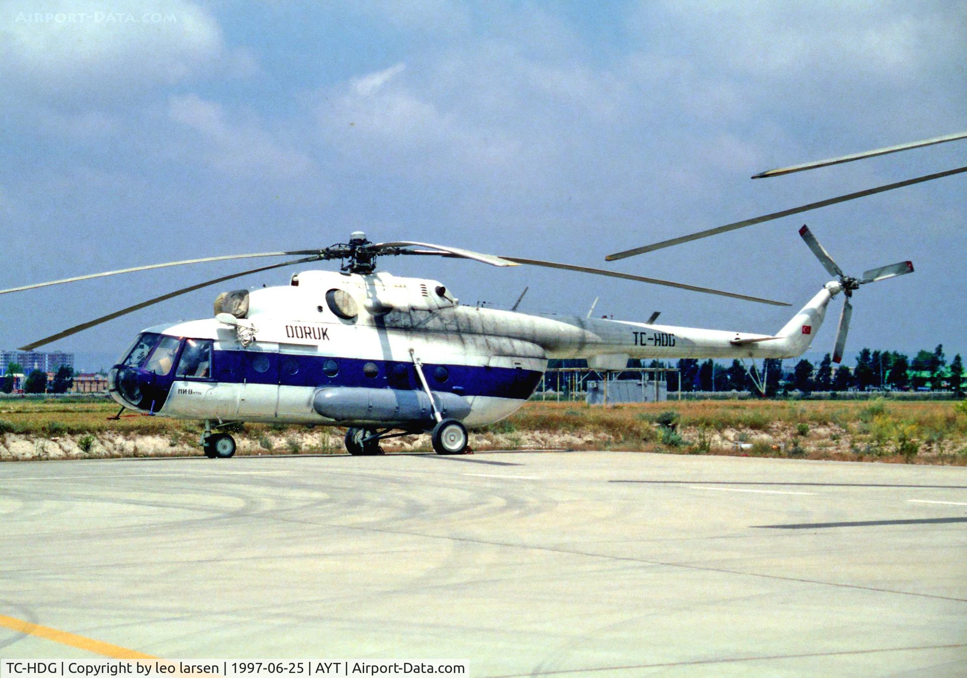 TC-HDG, 1992 Mil MI-8MTV-1 C/N 9 5866, Antalya 25.6.1997