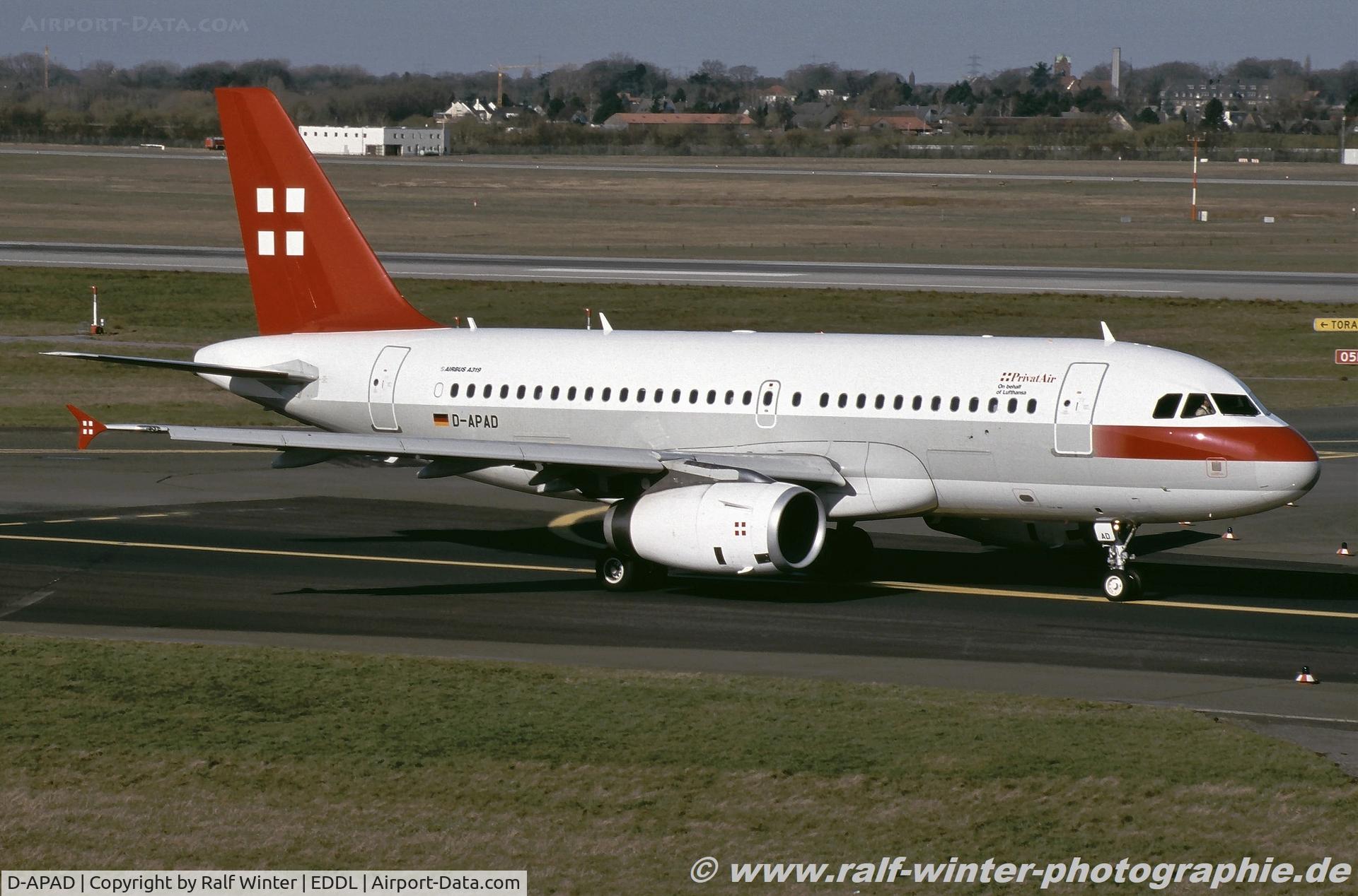 D-APAD, 2011 Airbus A319-132 C/N 1880, Airbus A319-132LR PV PTG Privatair opf LH DLH as Corporate Jet - 1880 - D-APAD - 2004 - DUS