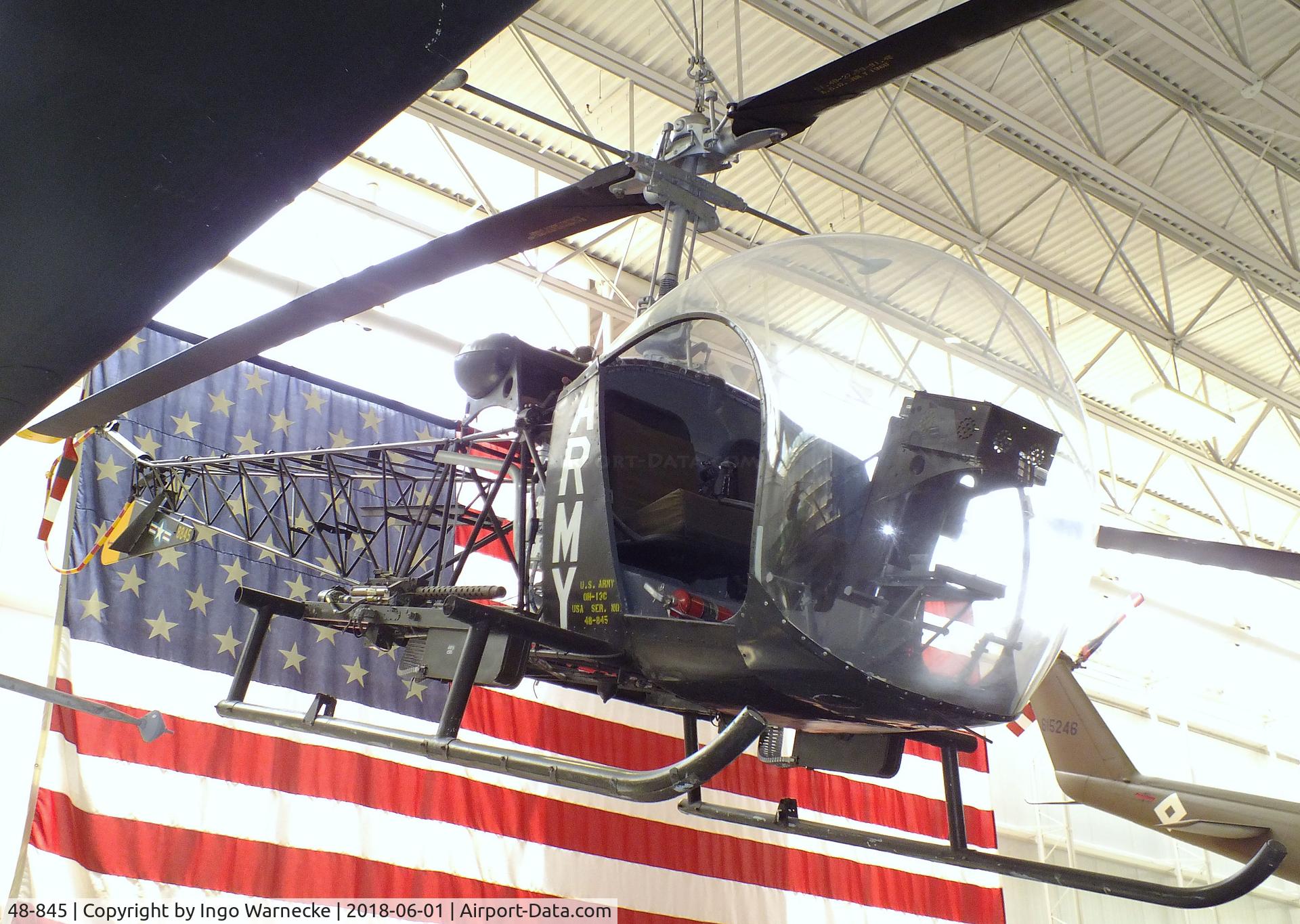 48-845, 1948 Bell H-13C Sioux C/N 129, Bell H-13C Sioux gunship at the US Army Aviation Museum, Ft. Rucker