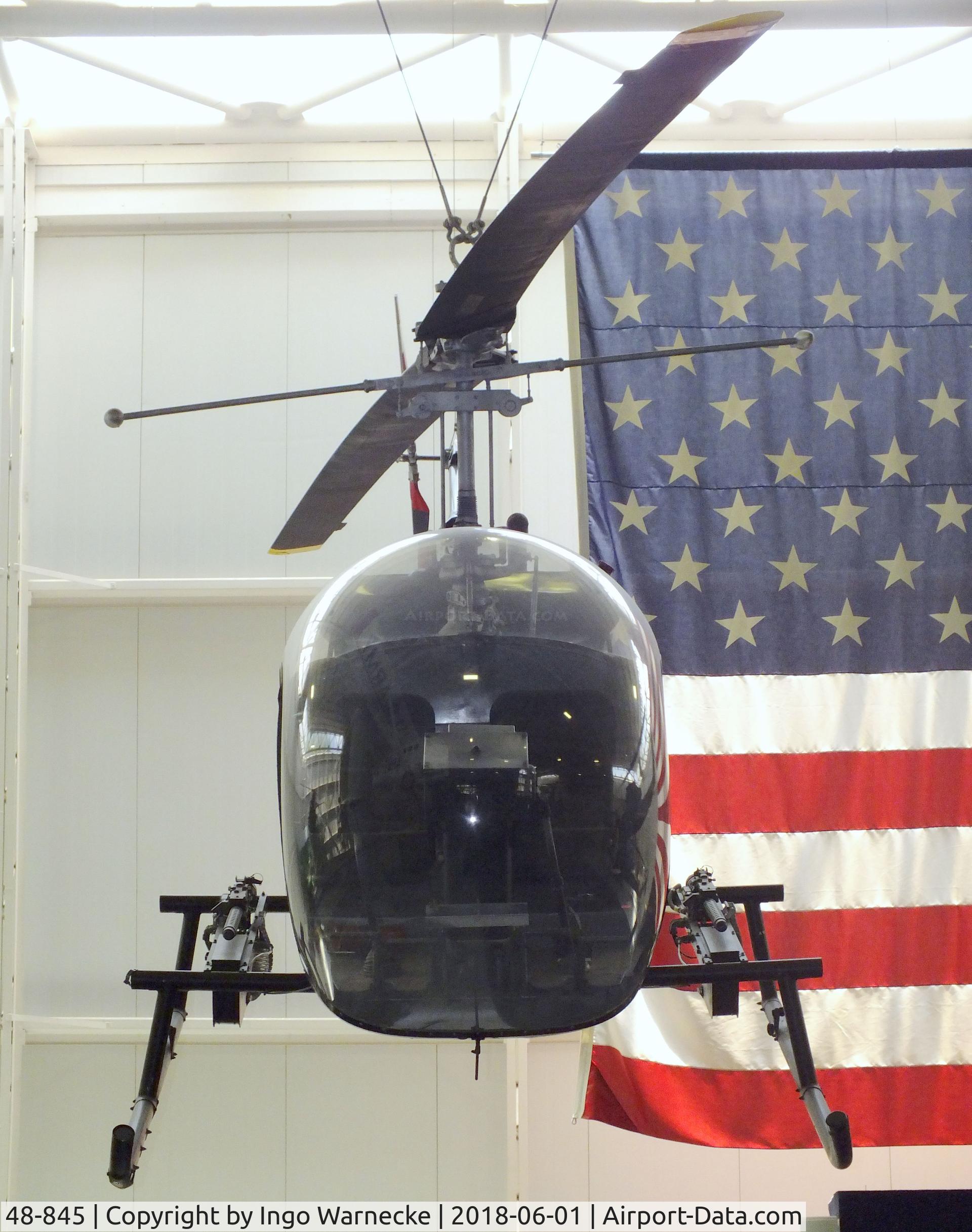 48-845, 1948 Bell H-13C Sioux C/N 129, Bell H-13C Sioux gunship at the US Army Aviation Museum, Ft. Rucker