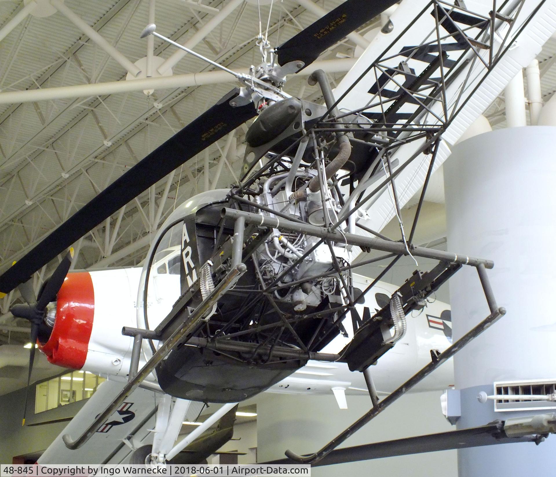 48-845, 1948 Bell H-13C Sioux C/N 129, Bell H-13C Sioux gunship at the US Army Aviation Museum, Ft. Rucker