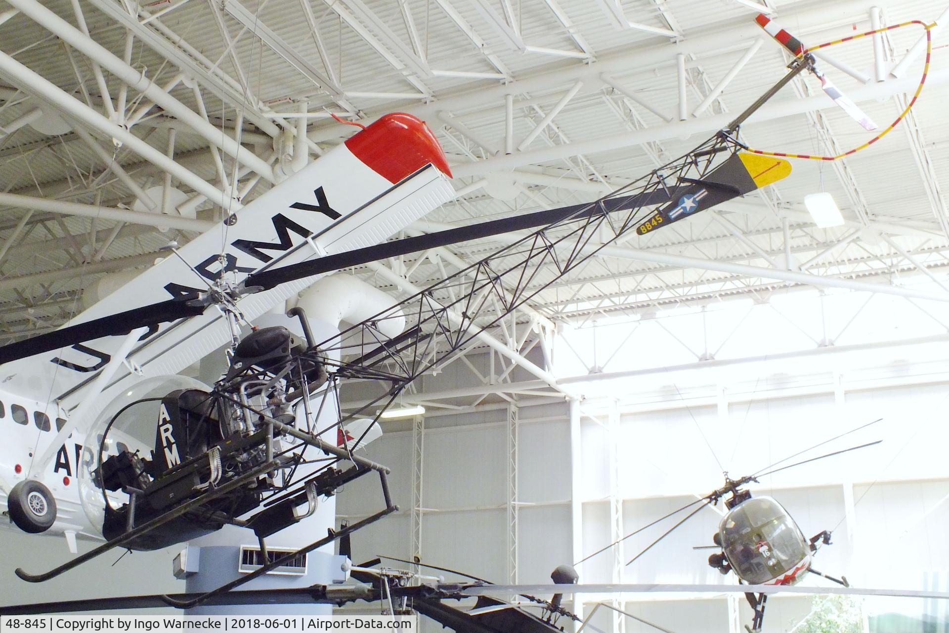48-845, 1948 Bell H-13C Sioux C/N 129, Bell H-13C Sioux gunship at the US Army Aviation Museum, Ft. Rucker