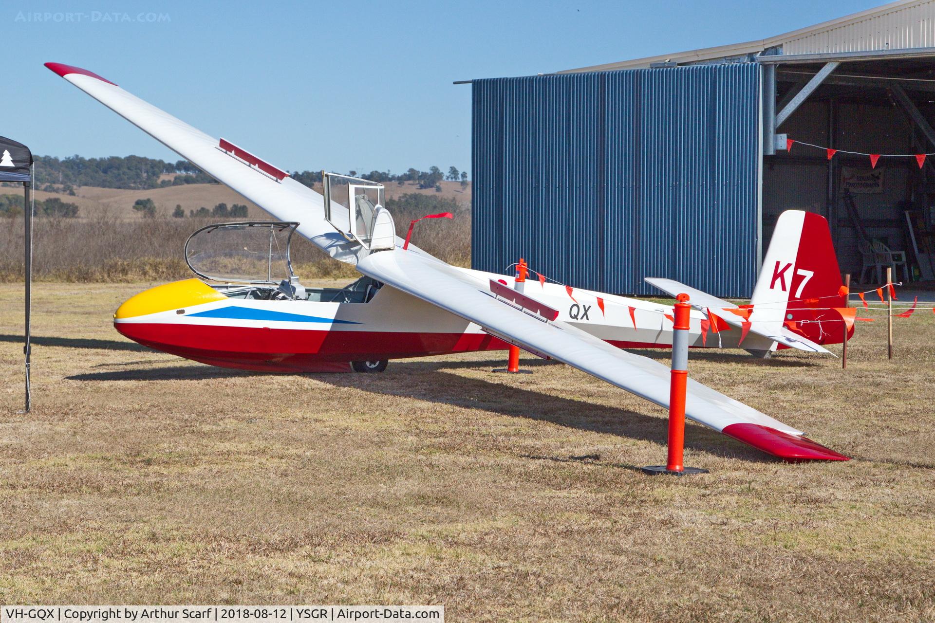 VH-GQX, 1965 Schleicher Ka-7 Rhonadler C/N 7241, Grafton Gliding Club Ka7 at the South Grafton Aerodrome 2018 Wings and Wheels.