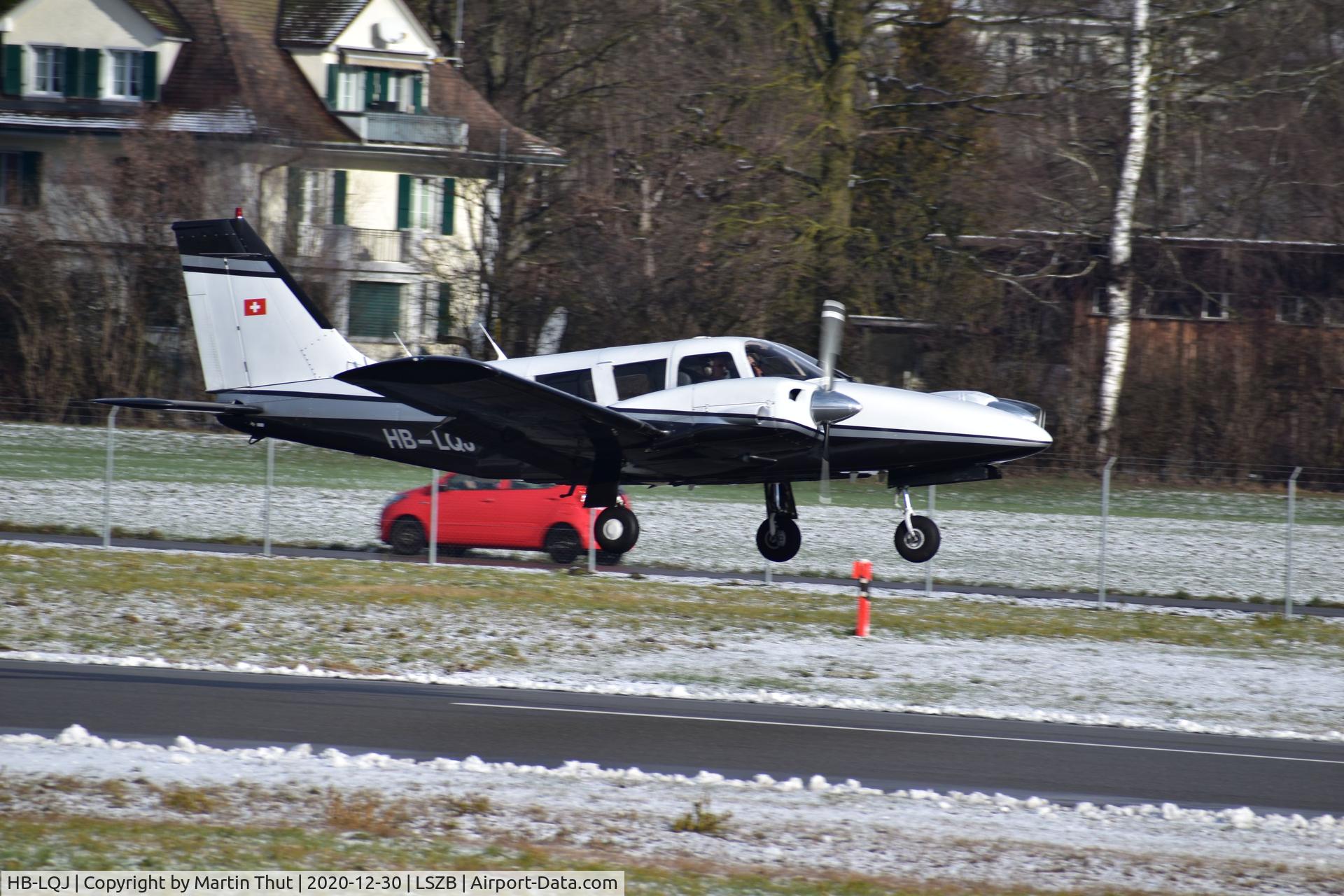HB-LQJ, 1973 Piper PA-34-200 C/N 34-7350164, Roundflight at Bern Airport from Grenchen