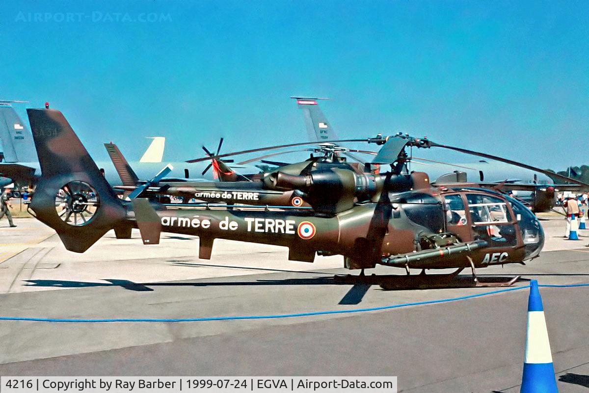 4216, Aérospatiale SA-342L-1 Gazelle C/N 2216, 4216   (AEC) Aerospatiale SA.342M Gazelle [2216] (French Army) RAF Fairford~G 24/07/1999