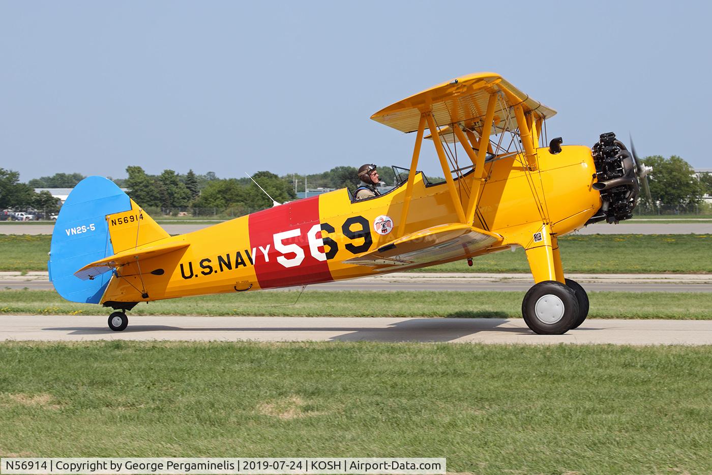 N56914, 1942 Boeing A75N1(PT17) C/N 75-2101, Oshkosh 2019.