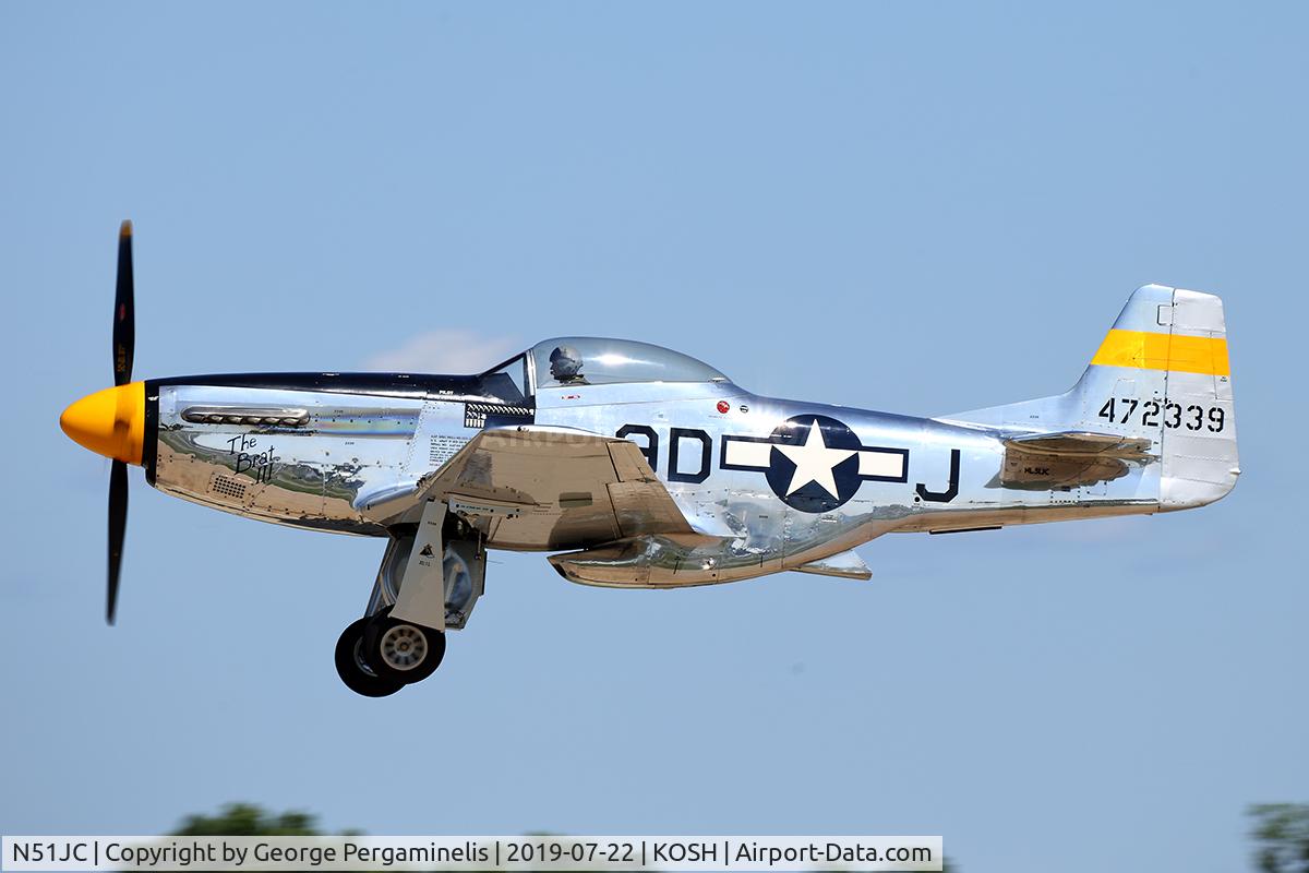 N51JC, 1944 North American P-51D Mustang C/N 122-38798, Oshkosh 2019.