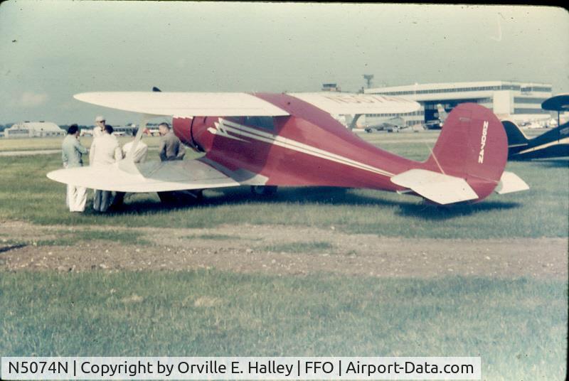 N5074N, 1940 Beech D17S Staggerwing C/N 6680, A picture taken of the N5074N Staggerwing Beech at a Wright-Patterson AFB air show circa 1962. I scanned it circa 2012.