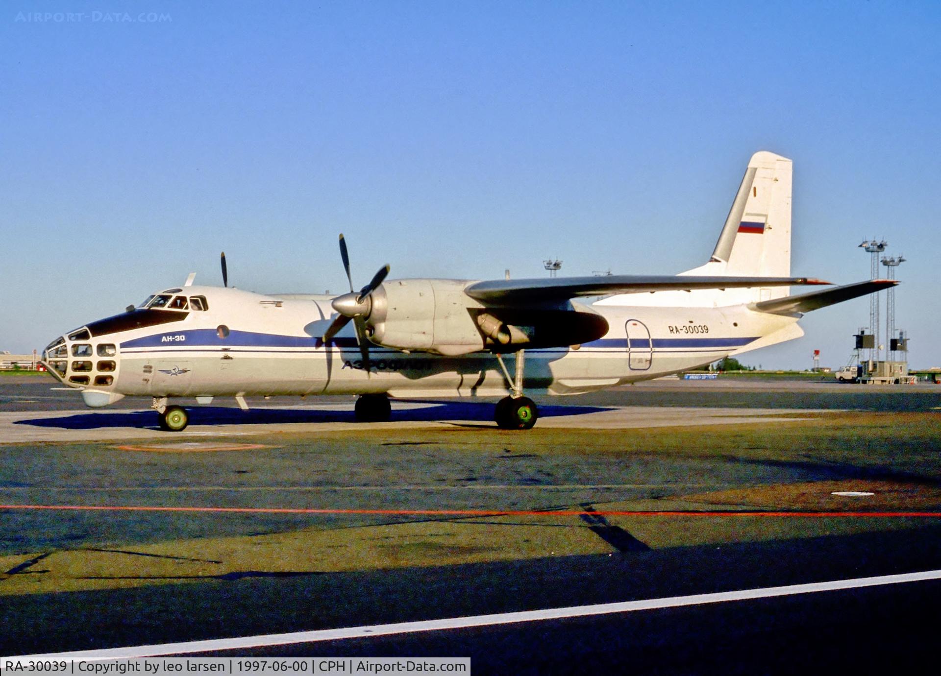 RA-30039, 1976 Antonov An-30 C/N 07 10, Copenhagen june 1997.used for Open Skies missions