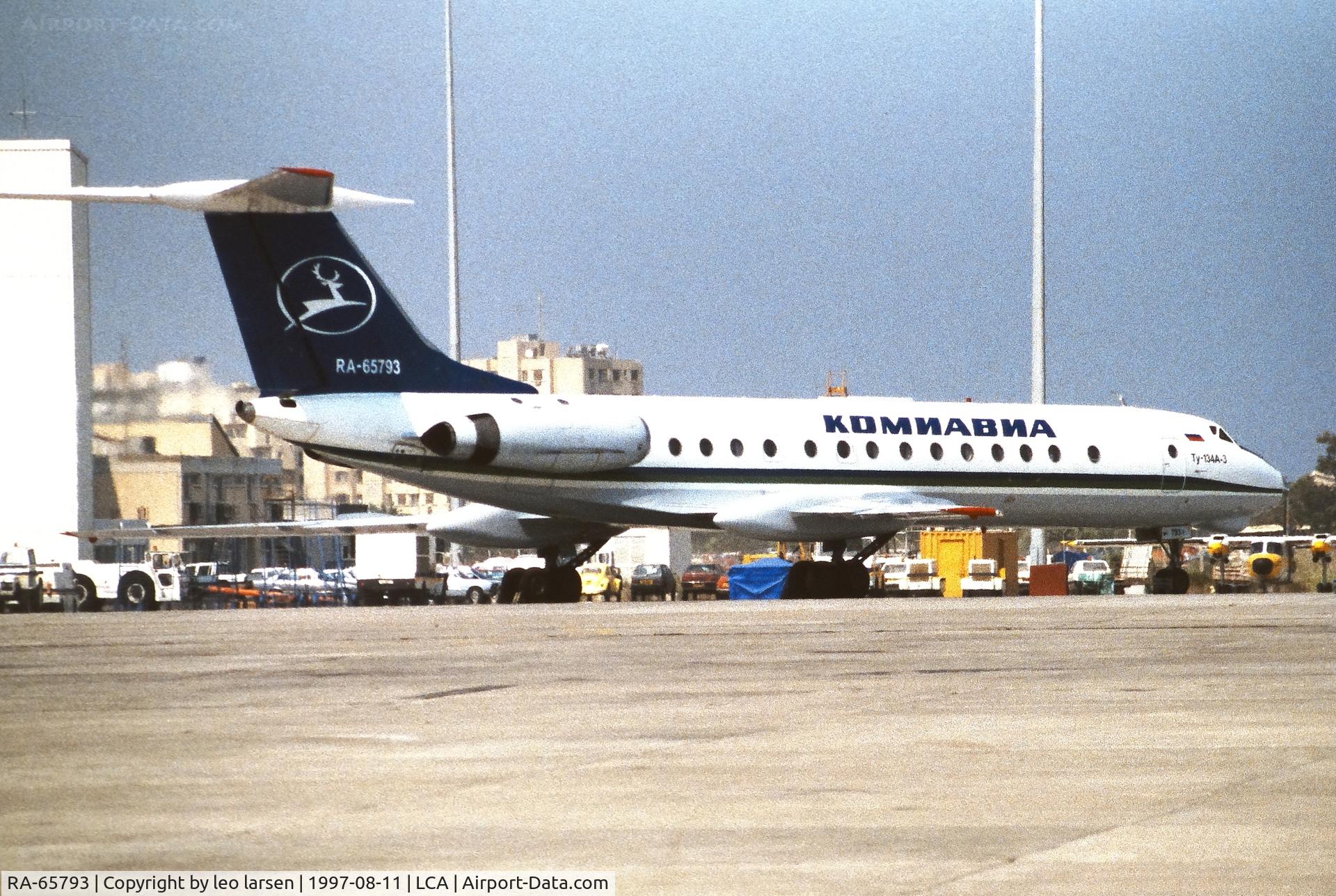 RA-65793, 1980 Tupolev Tu-134A-3 C/N 63128, Larnaca 11.8.1997