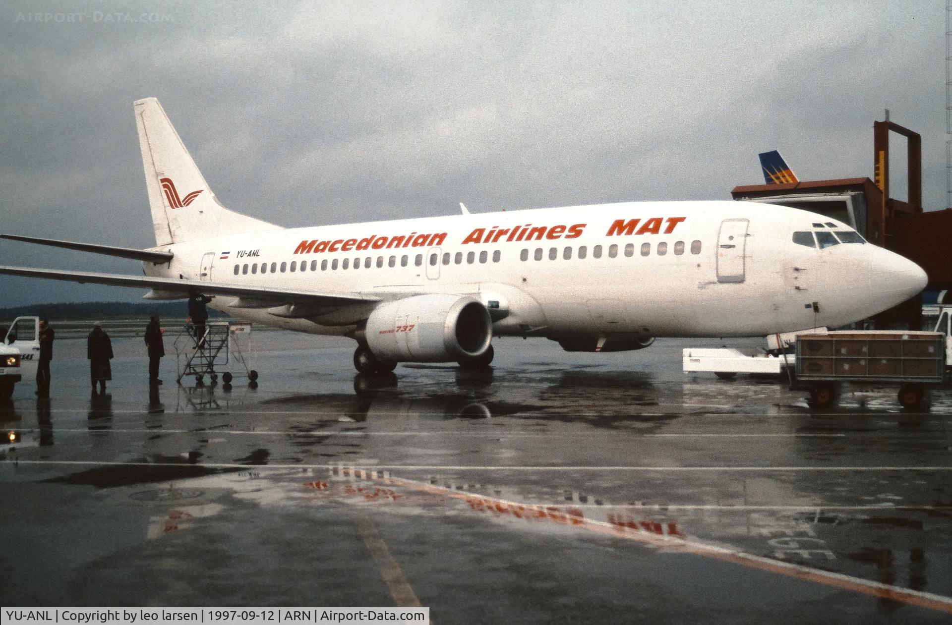 YU-ANL, 1986 Boeing 737-3H9 C/N 23716/1321, Stockholm Arlanda 12.9.1997